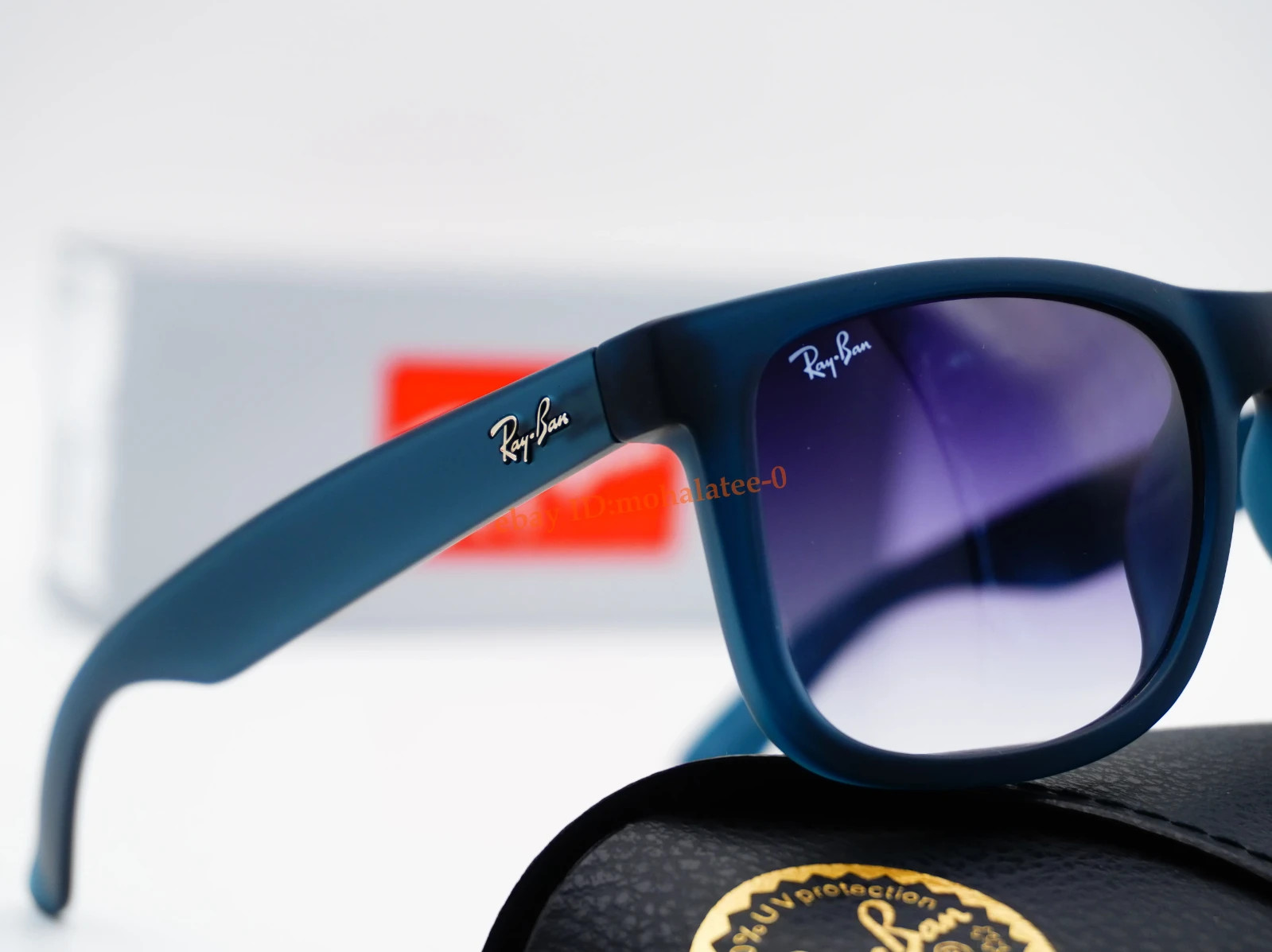 Ray-Ban Justin RB4165 54mm Square Sunglasses Blue Rubber Grey Gradient Unisex