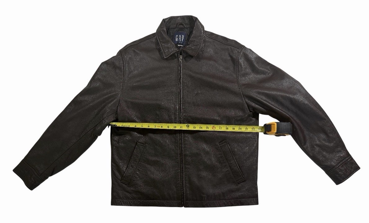 Vintage GAP Leather Jacket Men M Brown Genuine Leather Quilted Liner Y2K Mar2000