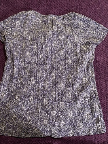 Brina &em Womens Shirt Blouse Top Size XL Purple Button Up Lace Trim. Pre-owned