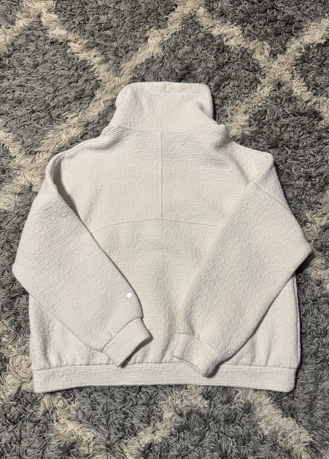 CALIA Women’s 1/2 Zip Textured Pullover Sweatshirt Pockets White M