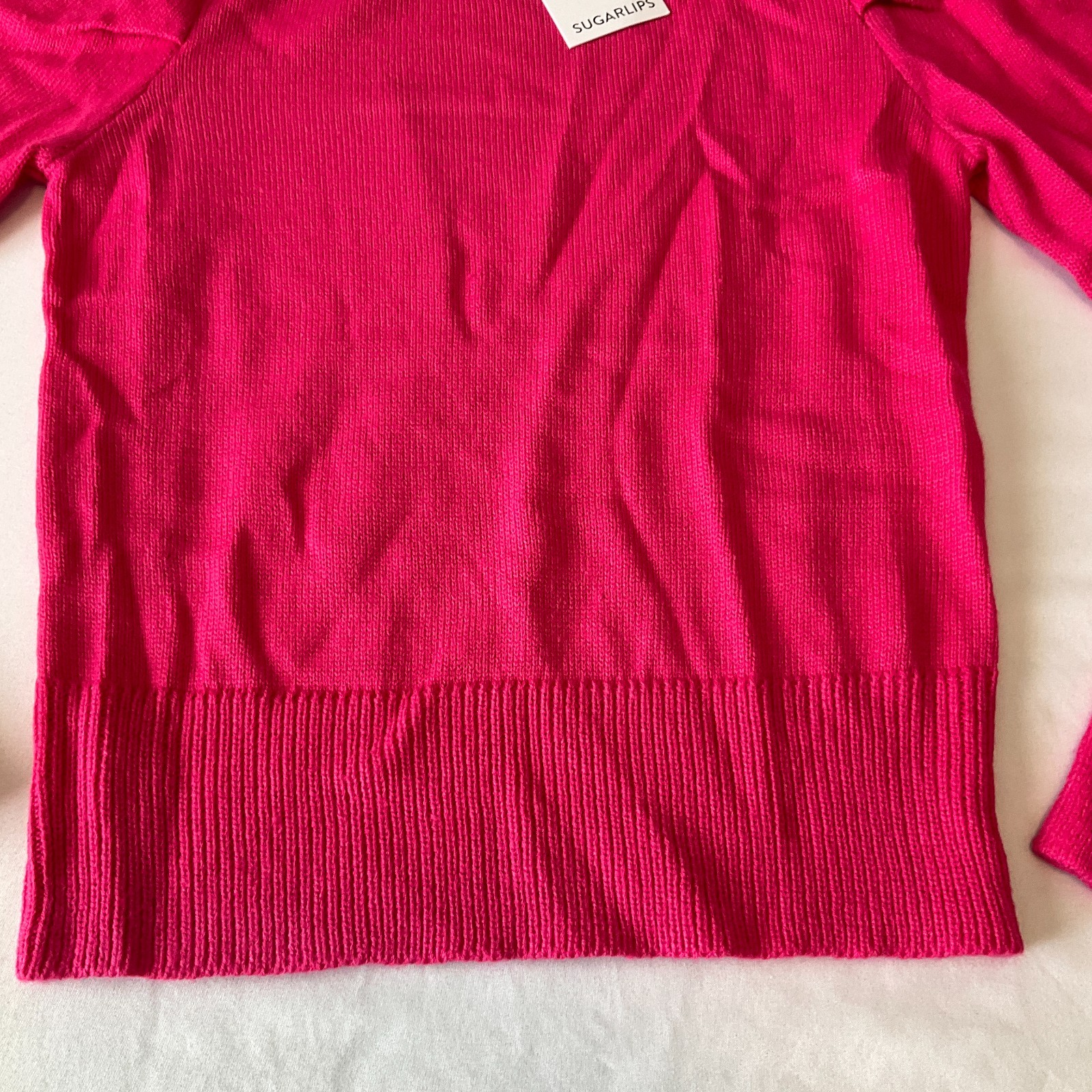 Sugarlips Pullover Sweater Womens Size M Pink Long Sleeve Stretch Knit
