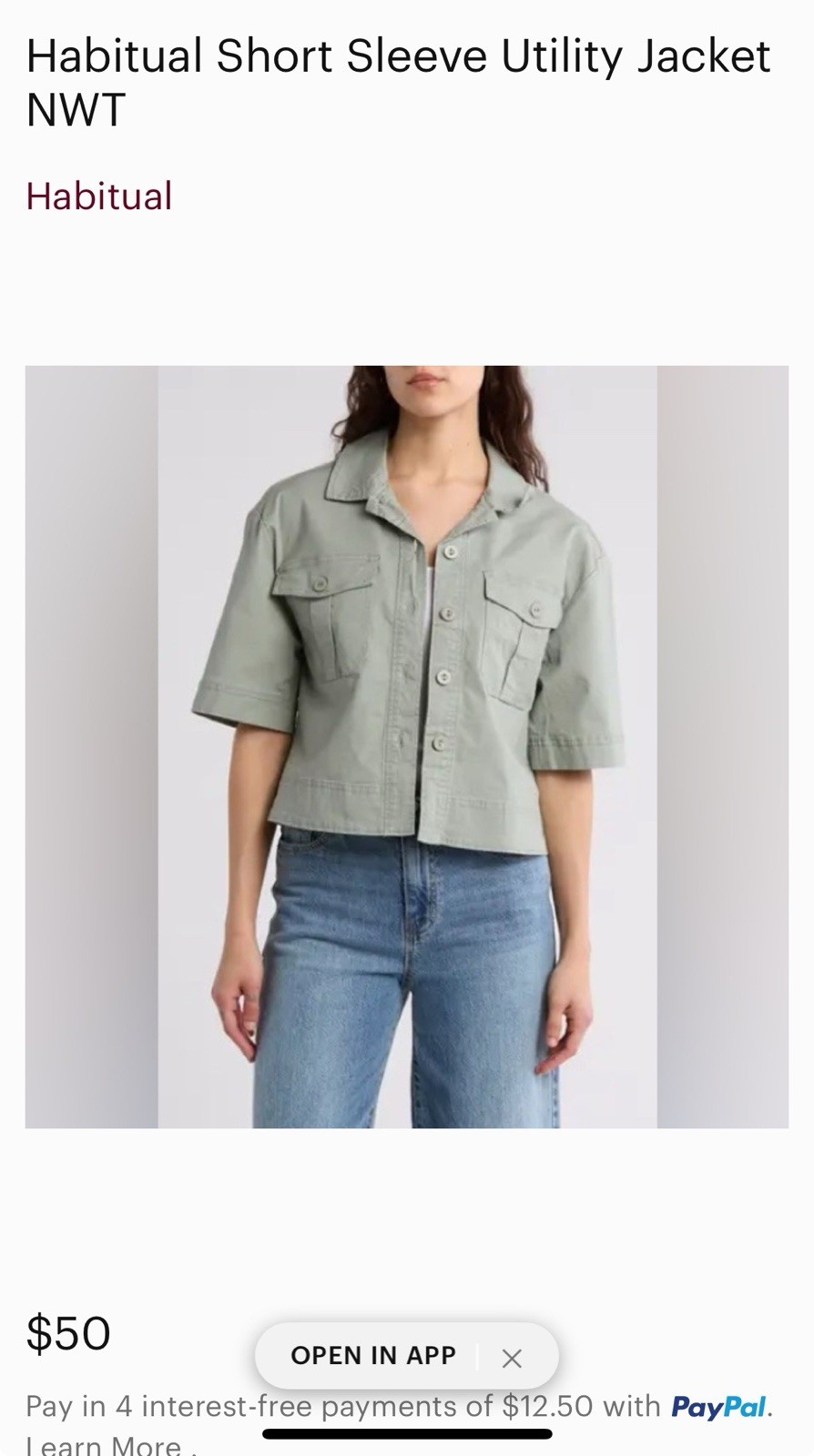 Habitual Short Sleeve Utility Jacket- M
