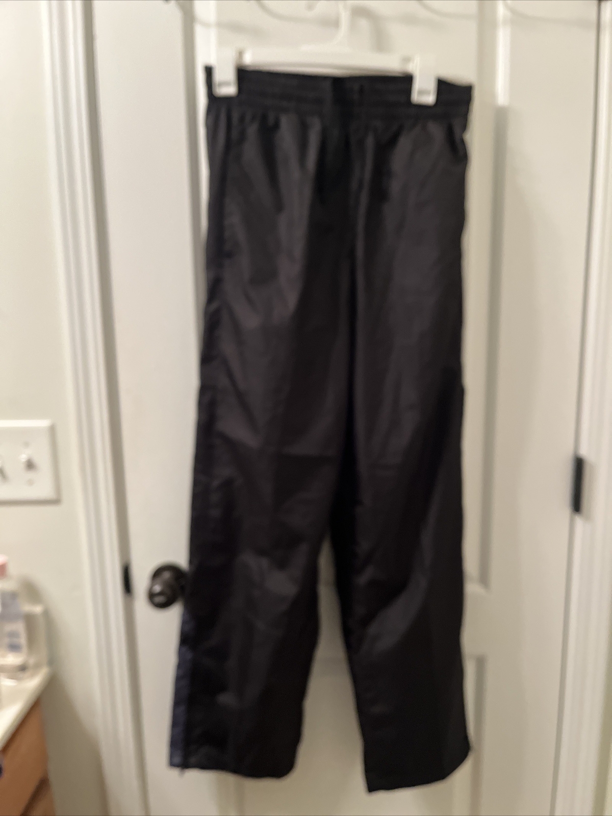Starter Windbreaker Pants Mens S (28-30) Black Drawstring