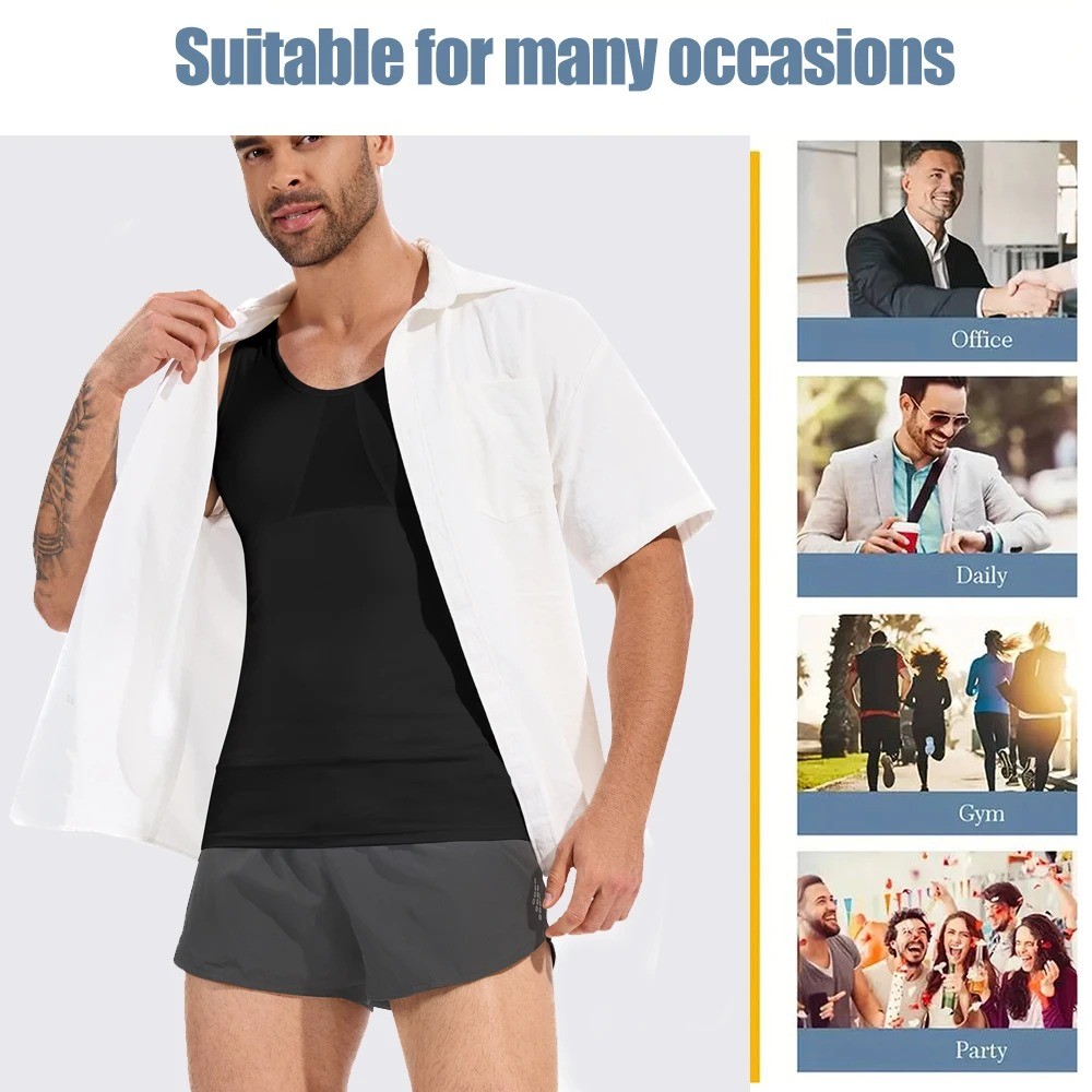 Men Body Slimming Tummy Control Shaper Vest Workout Tank Top Shapewear Shirt Gym