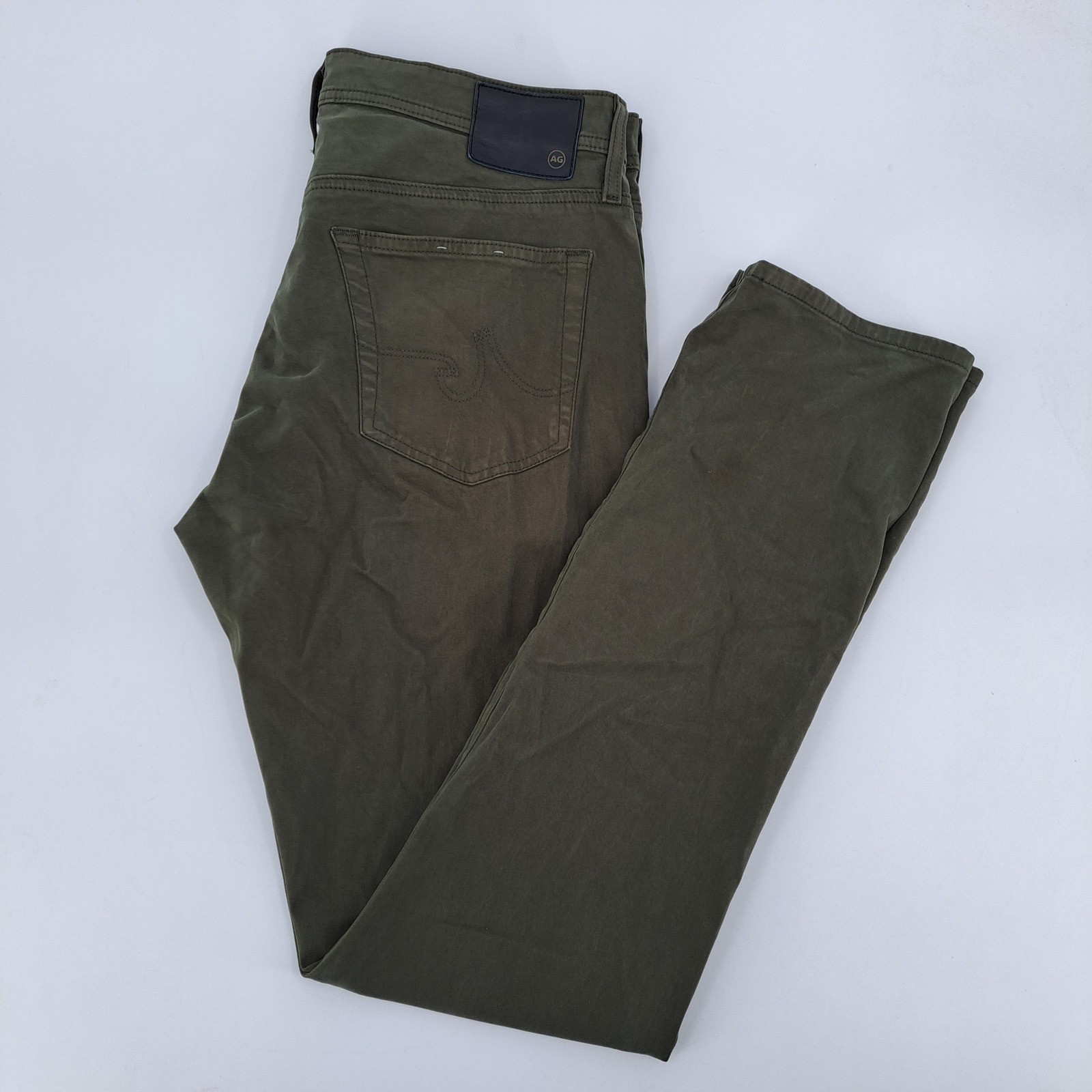 Adriano Goldschmied Everett Slim Straight Pants Mens 35×34 Italian Olive Green