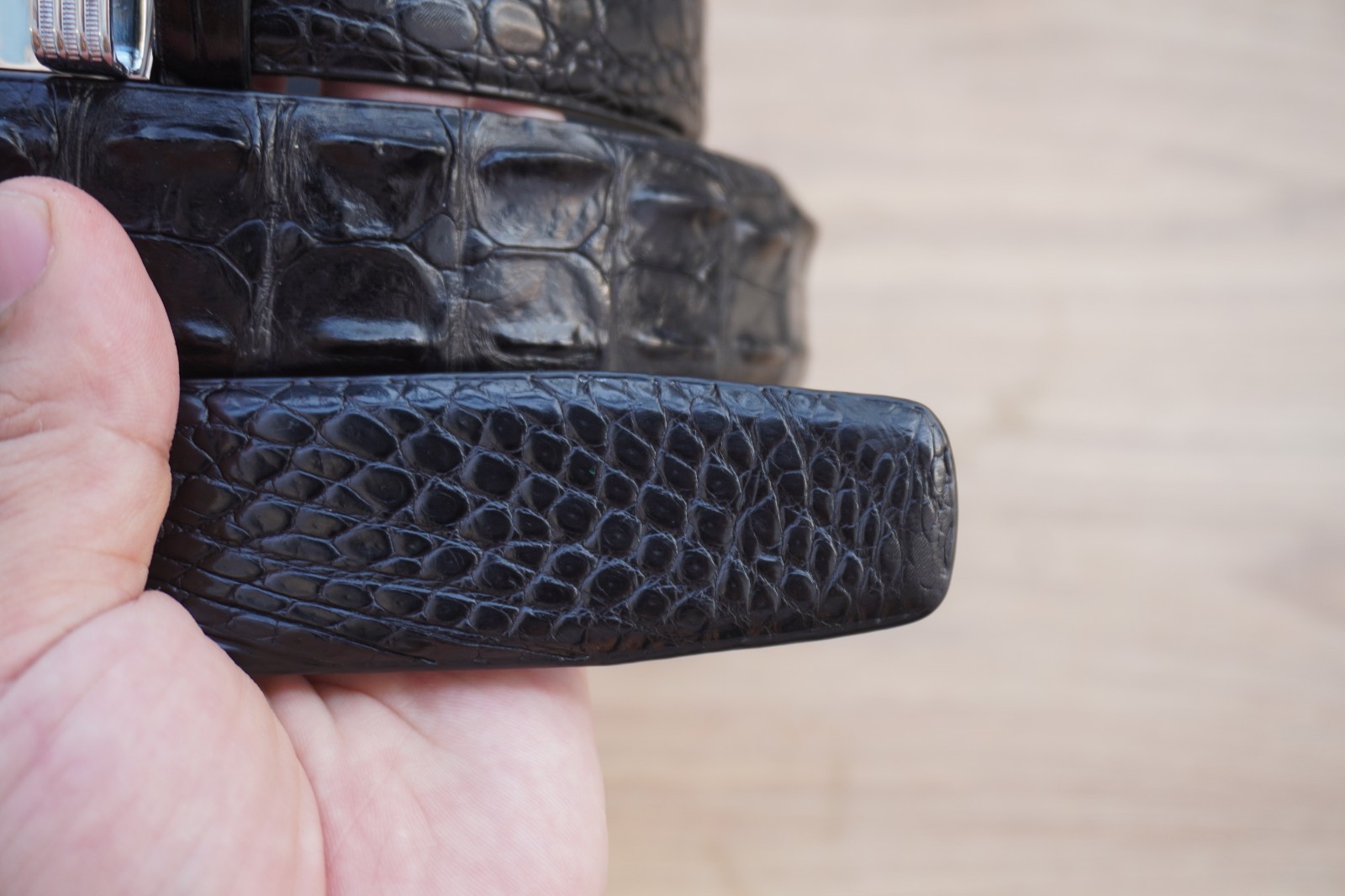 Black Real Genuine CROCODILE LEATHER Skin Men’s Belt W 1.3 inch #Y26