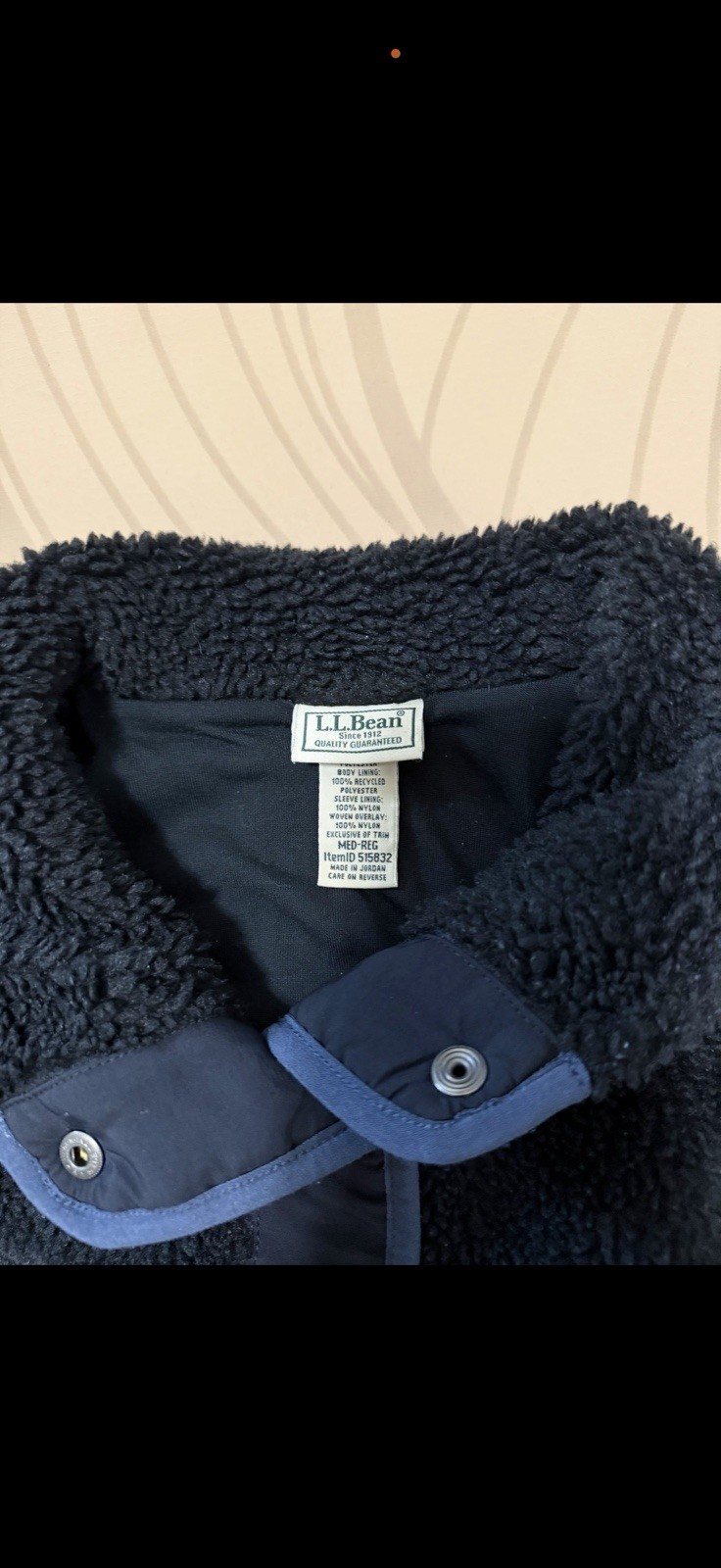 L.L.Bean Women’s Blue Sherpa Snap-Front Jacket Pockets Long Sleeve M