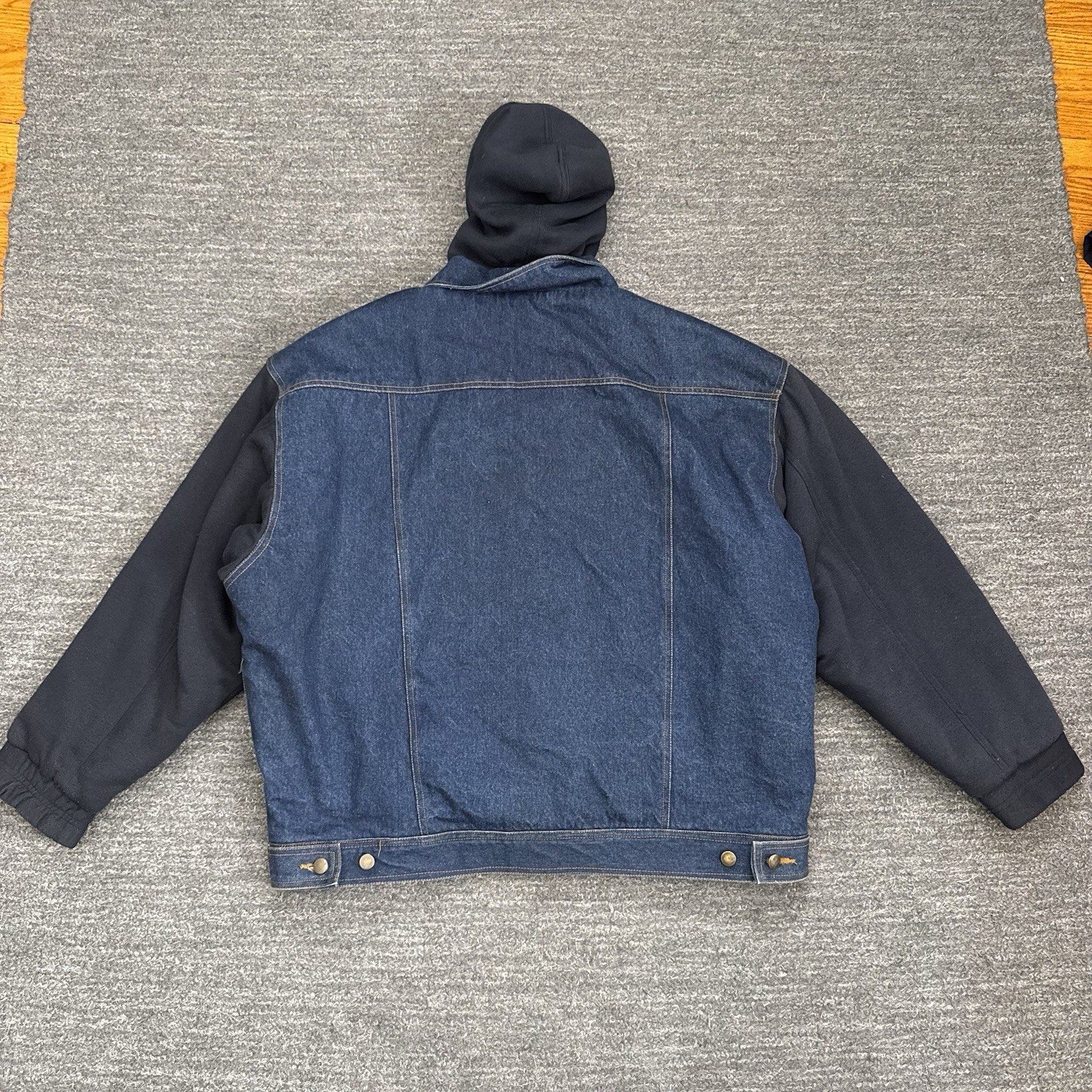Sukoda Denim Jacket Men 1XB Hoodie Workwear 90s Hip Hop Grunge Jean Heavy Twofer