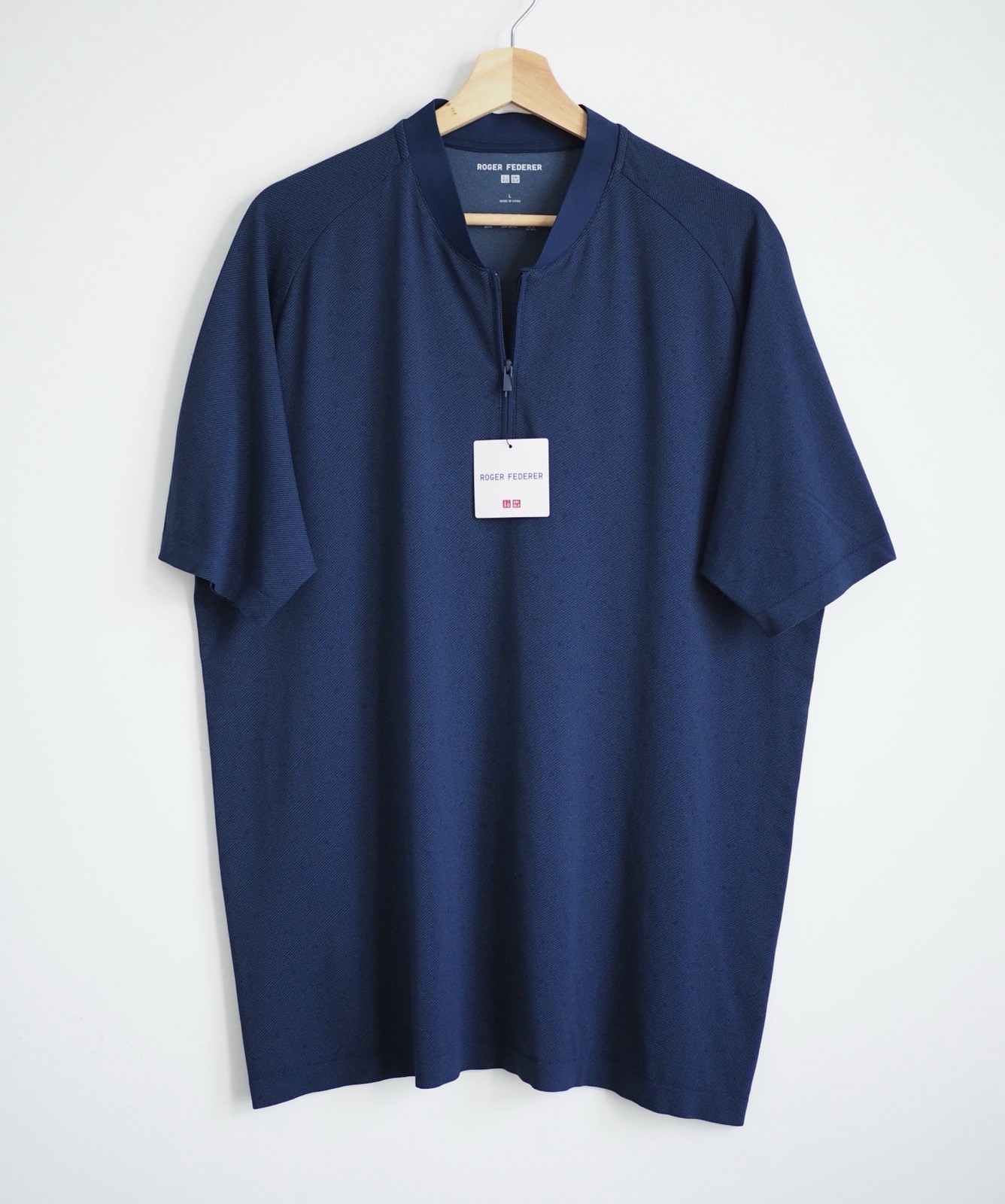 Roger Federer Dry Ex Stand Collar Polo Uniqlo Activewear Tennis Top Size Large