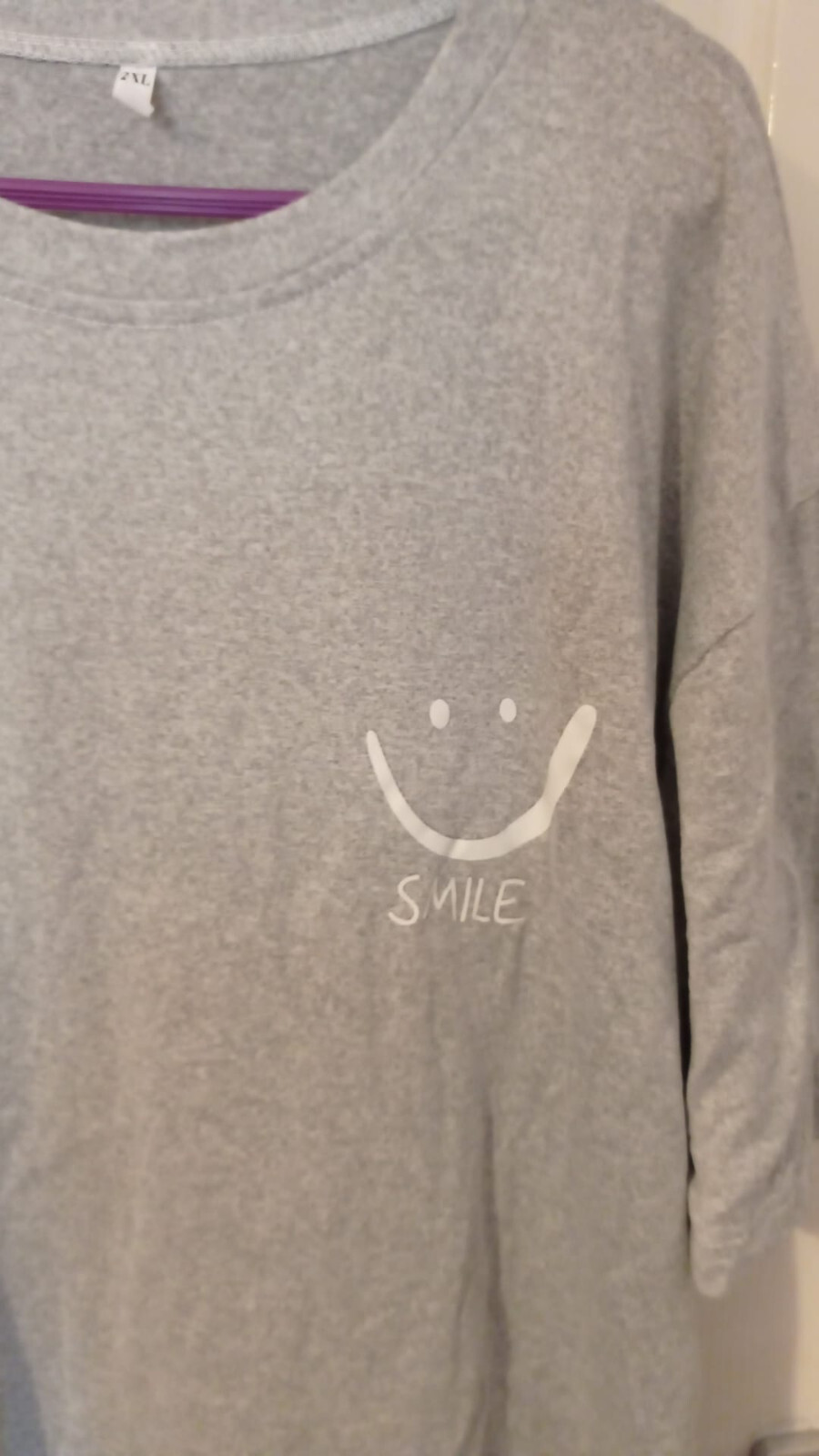 Fun Smiley Grey Maxi Dress for Women 19″ pit to pit, outdoor / night dress