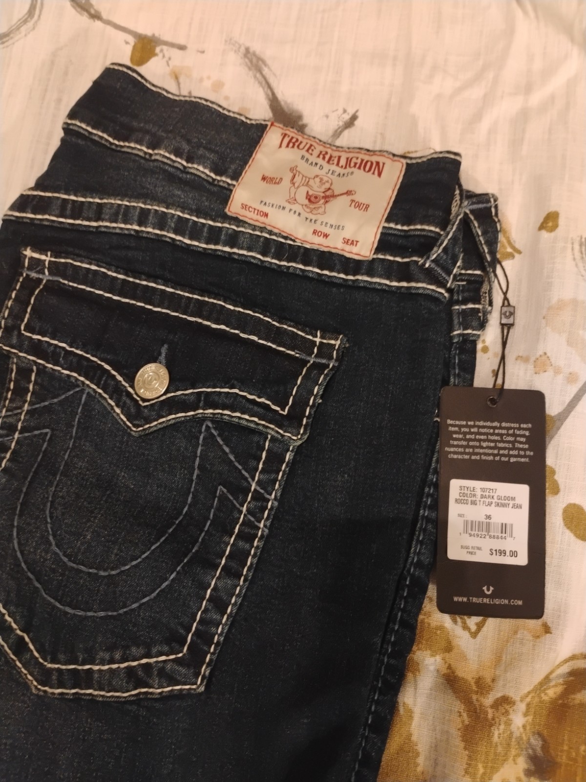 True Religion Rocco Jeans Relaxed Skinny Fit, Light Blue, 36W