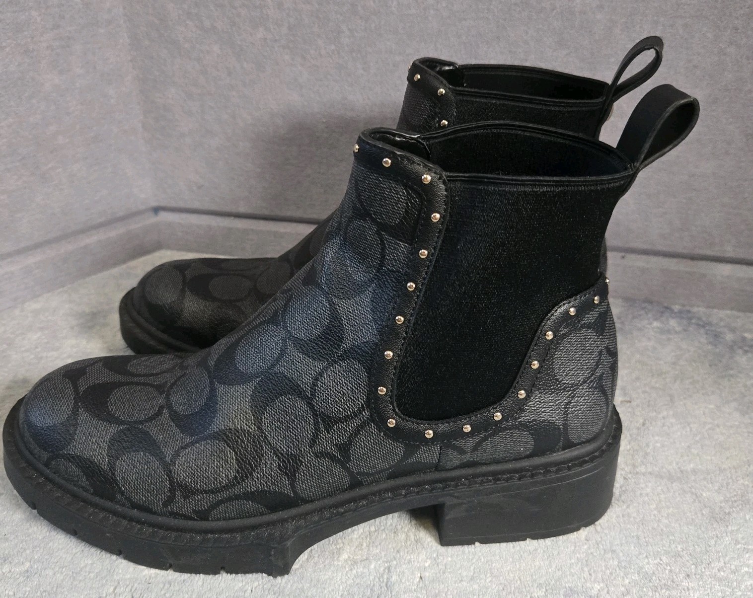 Coach Lory Signature Bootie Grey Black Size 6.5 B NWOB MSRP: $250.00