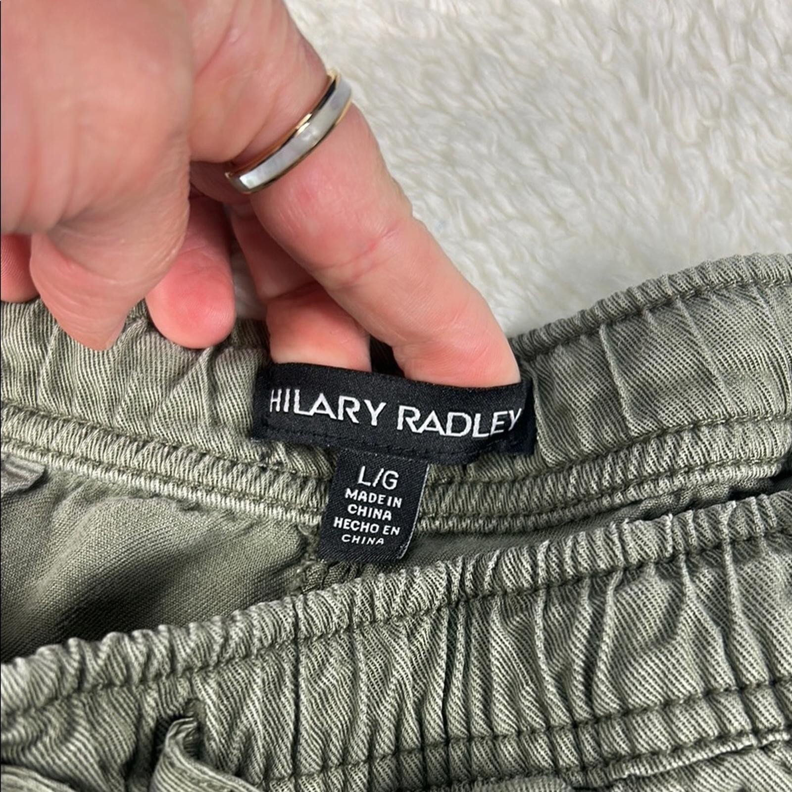 Hilary Radley Women’s Olive Green Drawstring Pants Lightweight Pull On Trousers