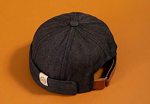 Docker Cap Men Brimless Hats Beanie Rolled Cuff Retro Sailor Hat with Adjustable