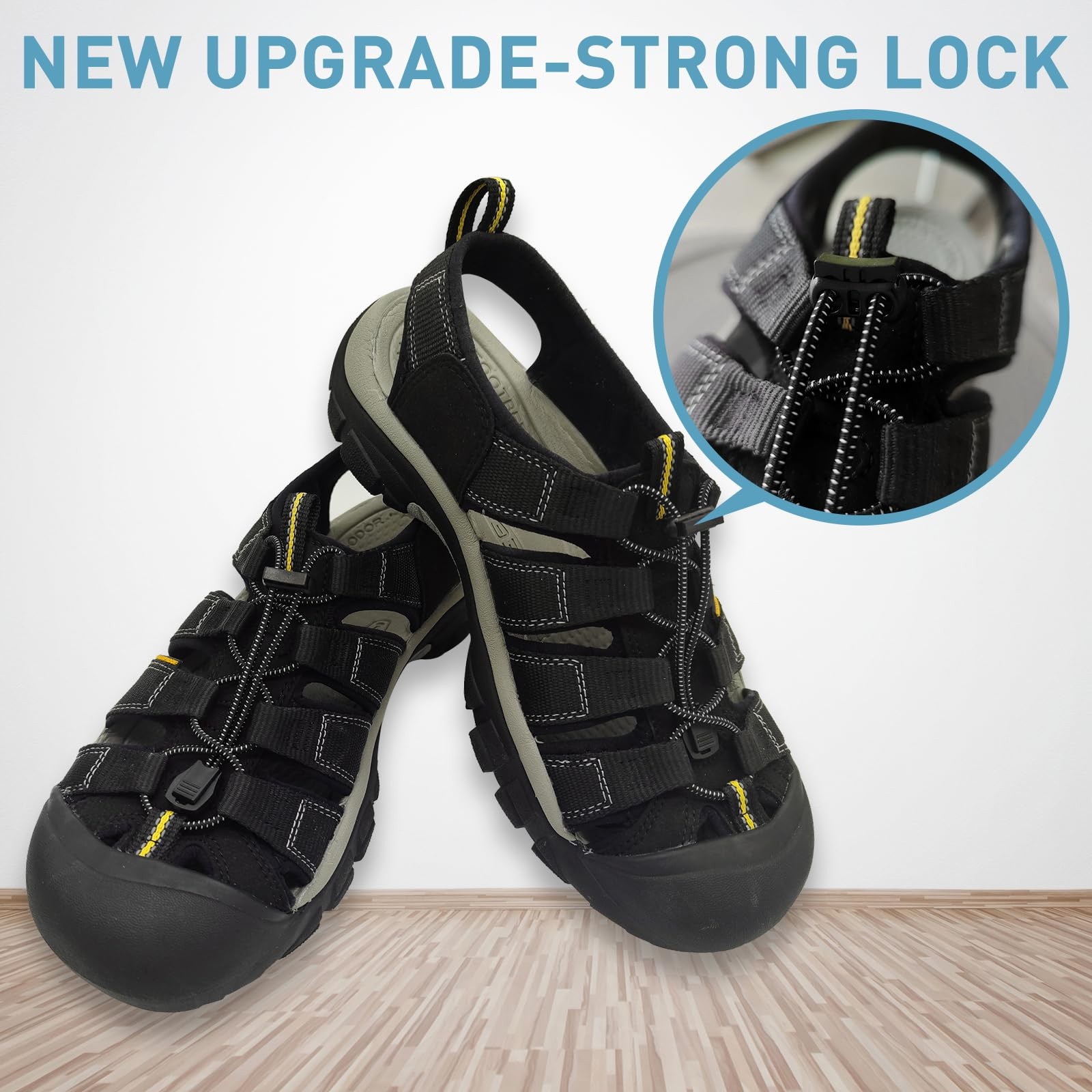 UamGlsob Elastic No Tie Shoe Laces Replacement for Keen Water Sandal, Black