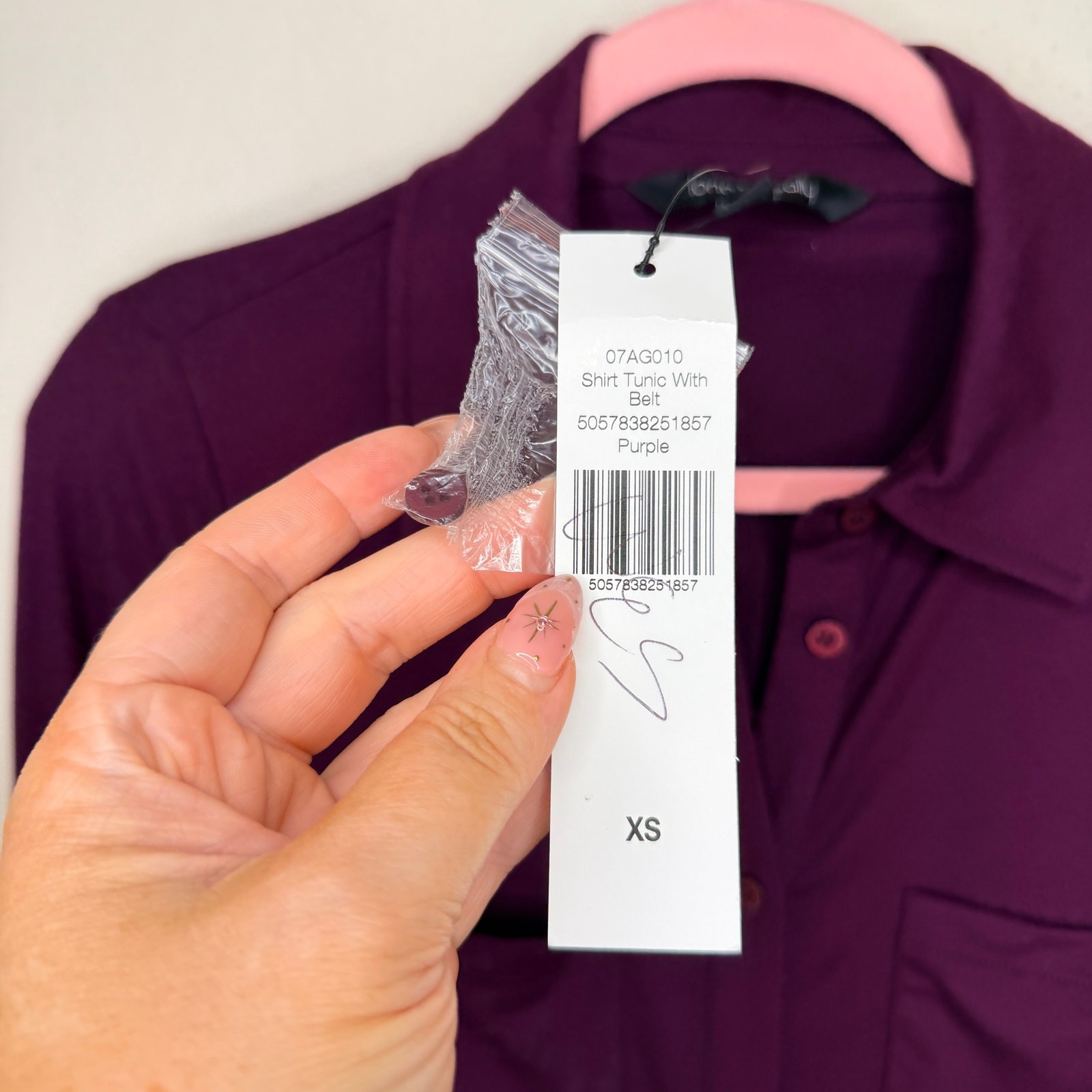 NWT Long Tall Sally Button Down Purple Belted Tie Waist T Shirt Tunic Mini Dress