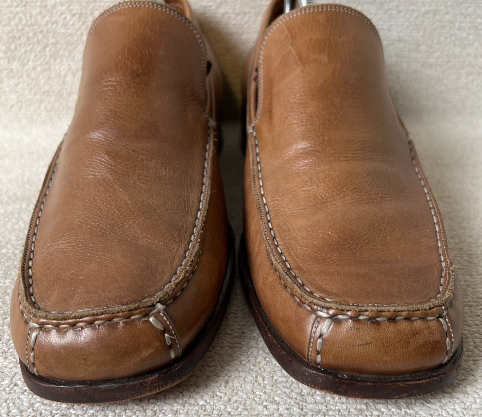 Emilio Bianco Loafer Mens 10.5 Brown Leather Square Toe Slip On Dress Shoe