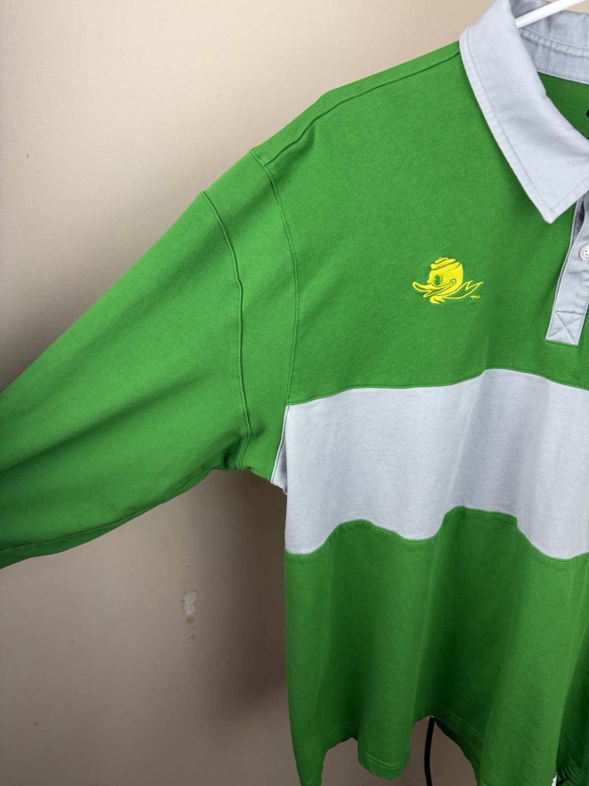 Nike Campus Collection Oregon Ducks Striped Piqué Polo Shirt Men’s XL LS Logo