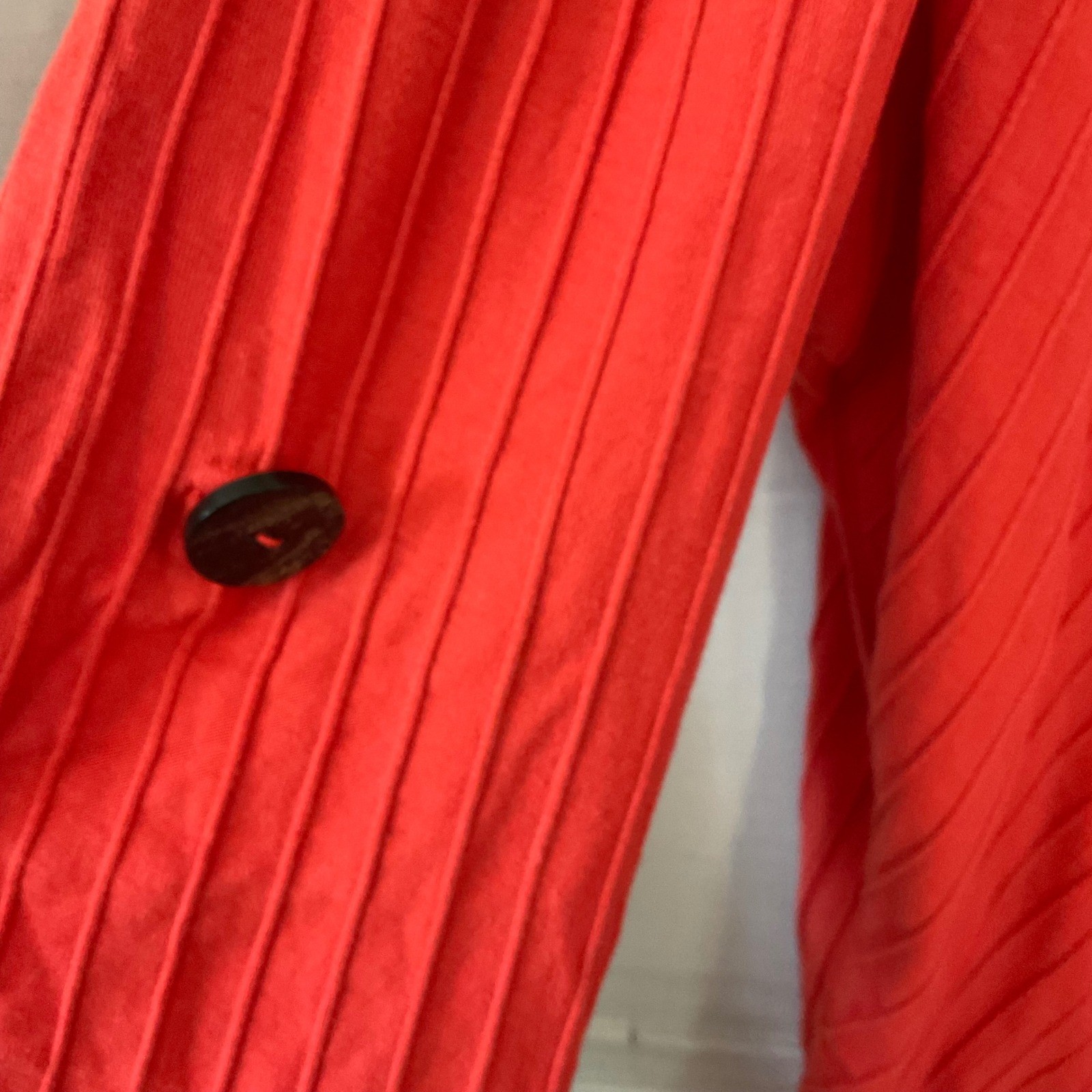 Soft Surroundings Red Ribbed Ruffle Hem 3/4 Sleeve Top 1X 5CK37 Cotton