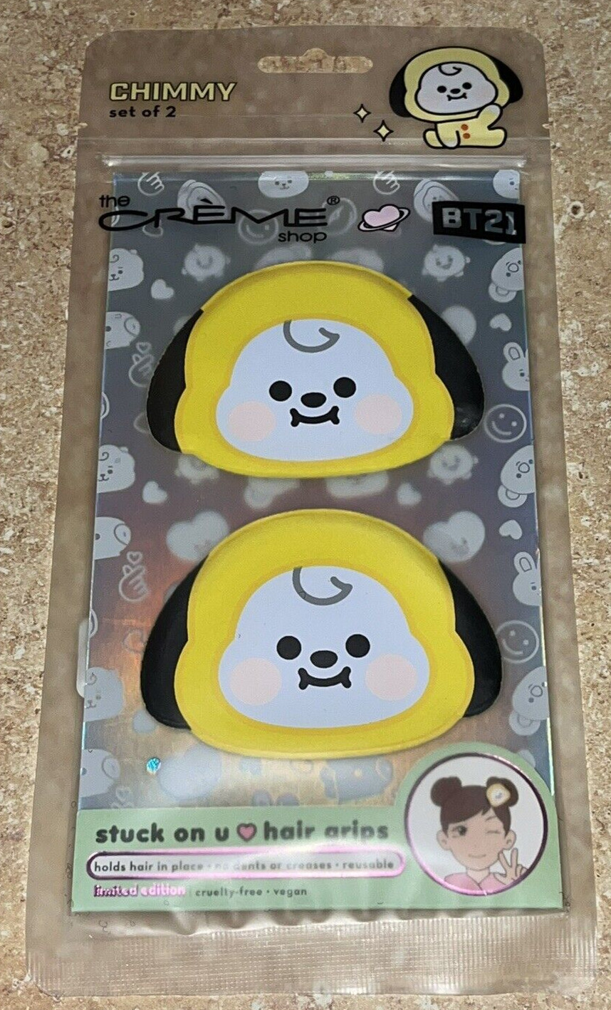 THE CREME SHOP BT21 CHIMMY STUCK ON U YELLOW HAIR GRIPS – JIMIN