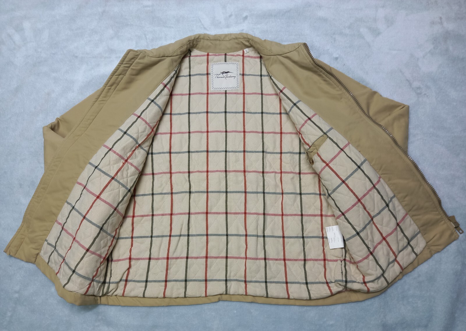 Vintage THOMAS BURBERRY Coat Bomber Jacket 100% Polyamide Logo Beige Men Size L