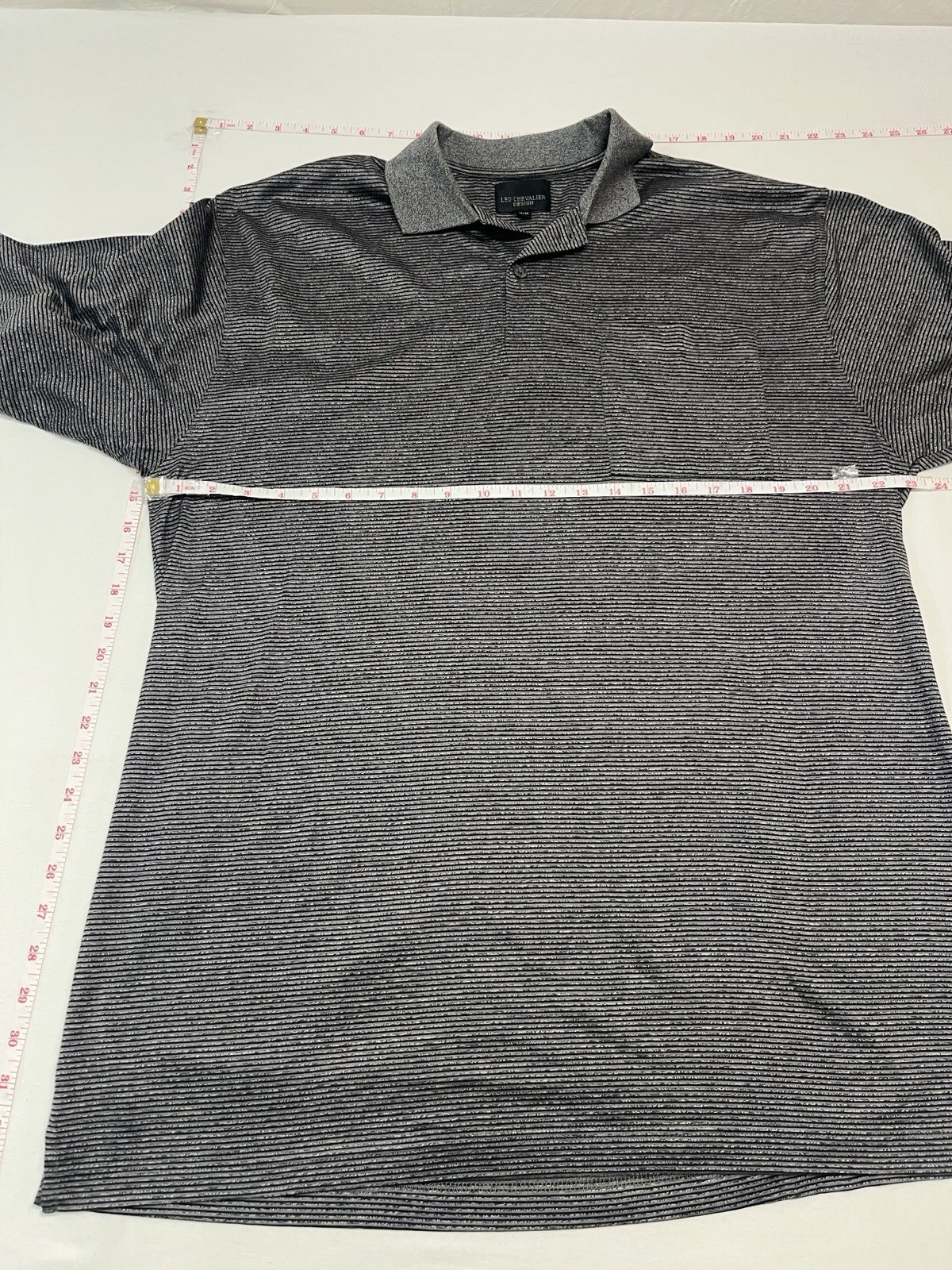 Men’s medium Charcoal Micro-Stripe Polo golf, tennis activewear Cotton 1377