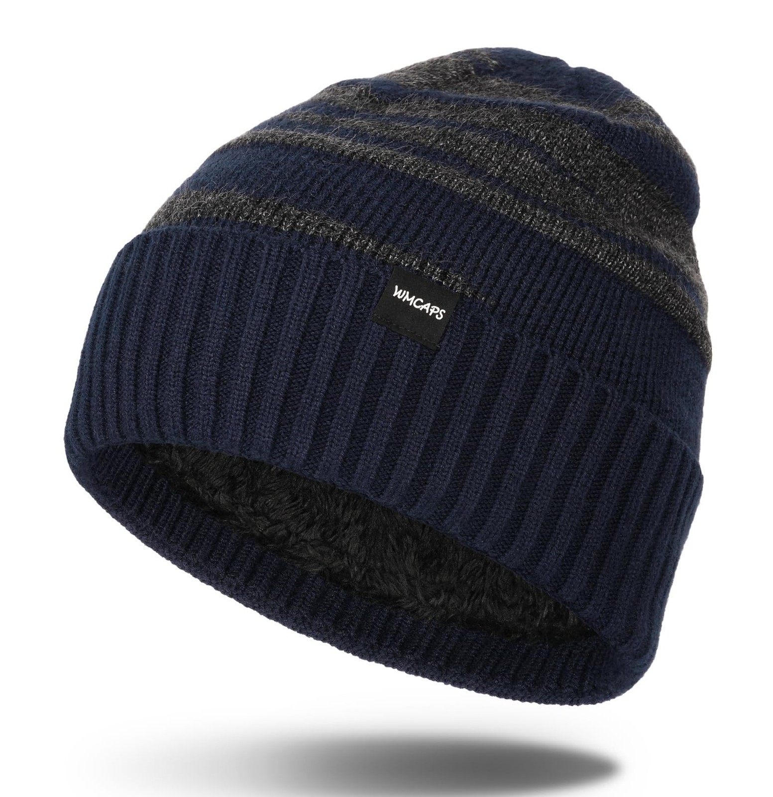 Wmcaps Beanie Winter Hats for Men Women,Fleece One Size, Navy Blue+slate Gray