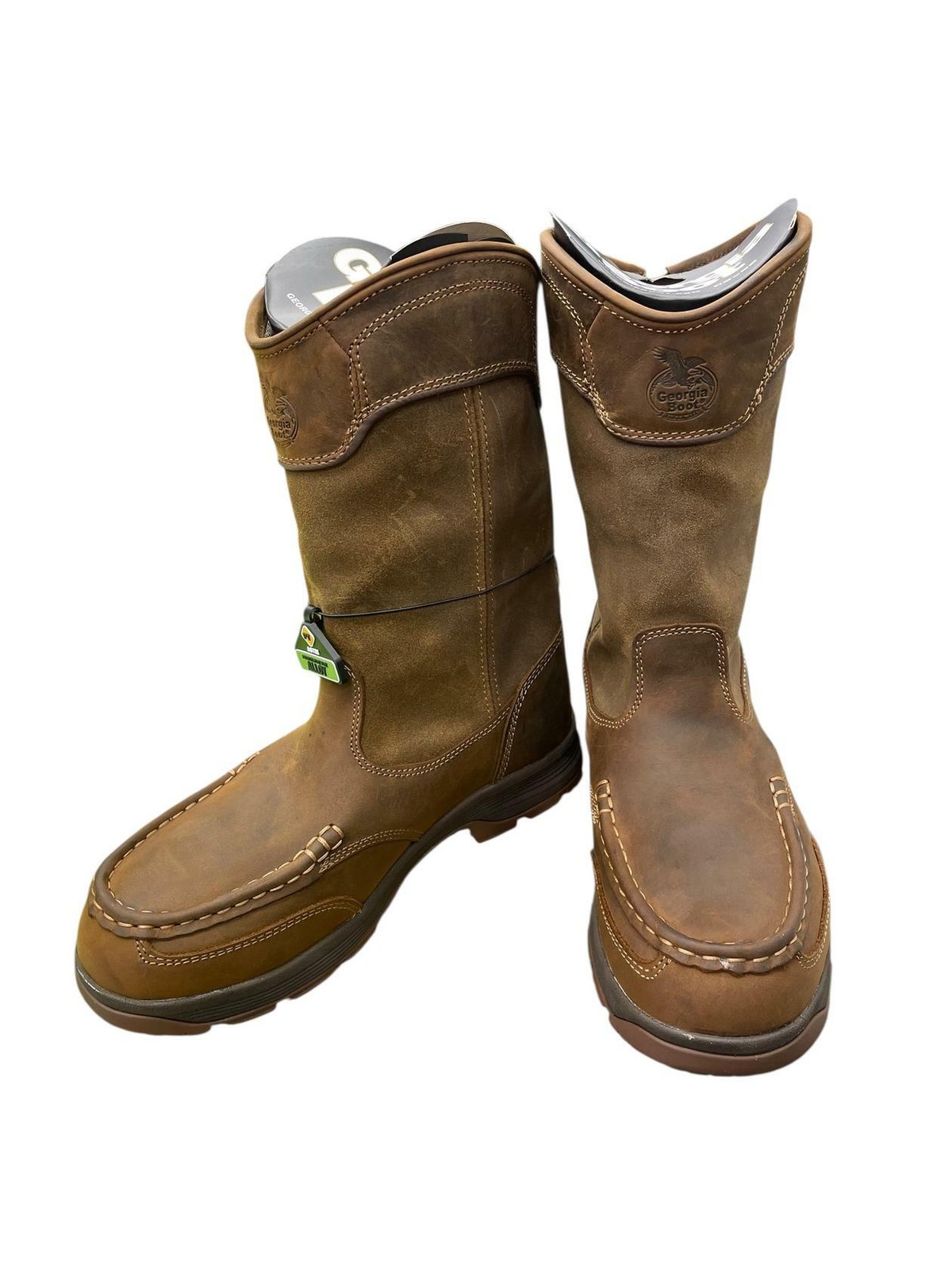 GEORGIA BOOT Men Athens SuperLyte Alloy Toe WP Wellington Boot Brown Size 9.5M