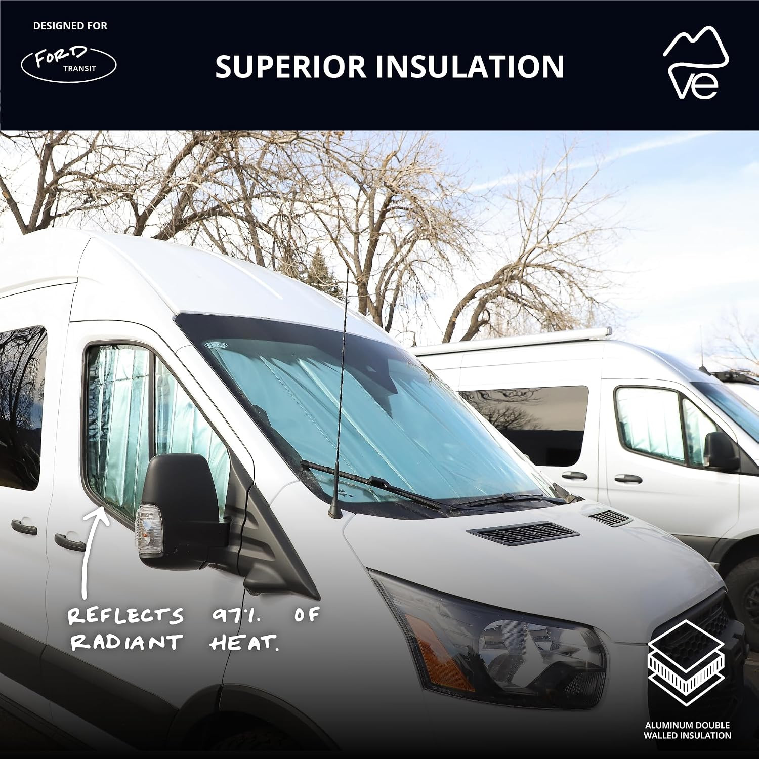 Ford Transit High Roof Blackout Window Covers – Insulated & Reflective Pair