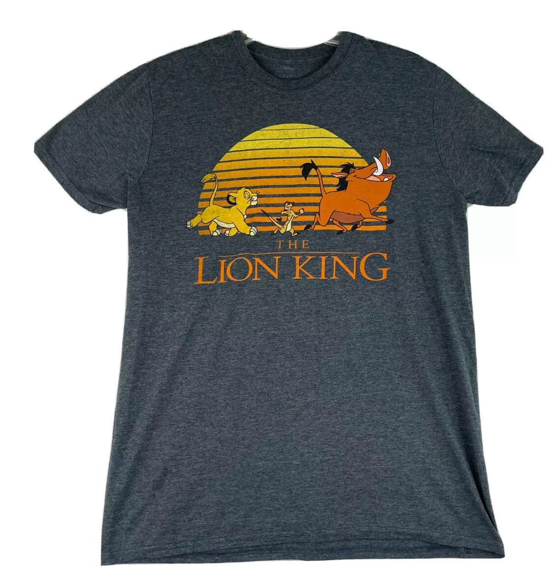 Disney Lion King Graphic T Shirt Simba Timon Pumbaa Gray Adult Size XL