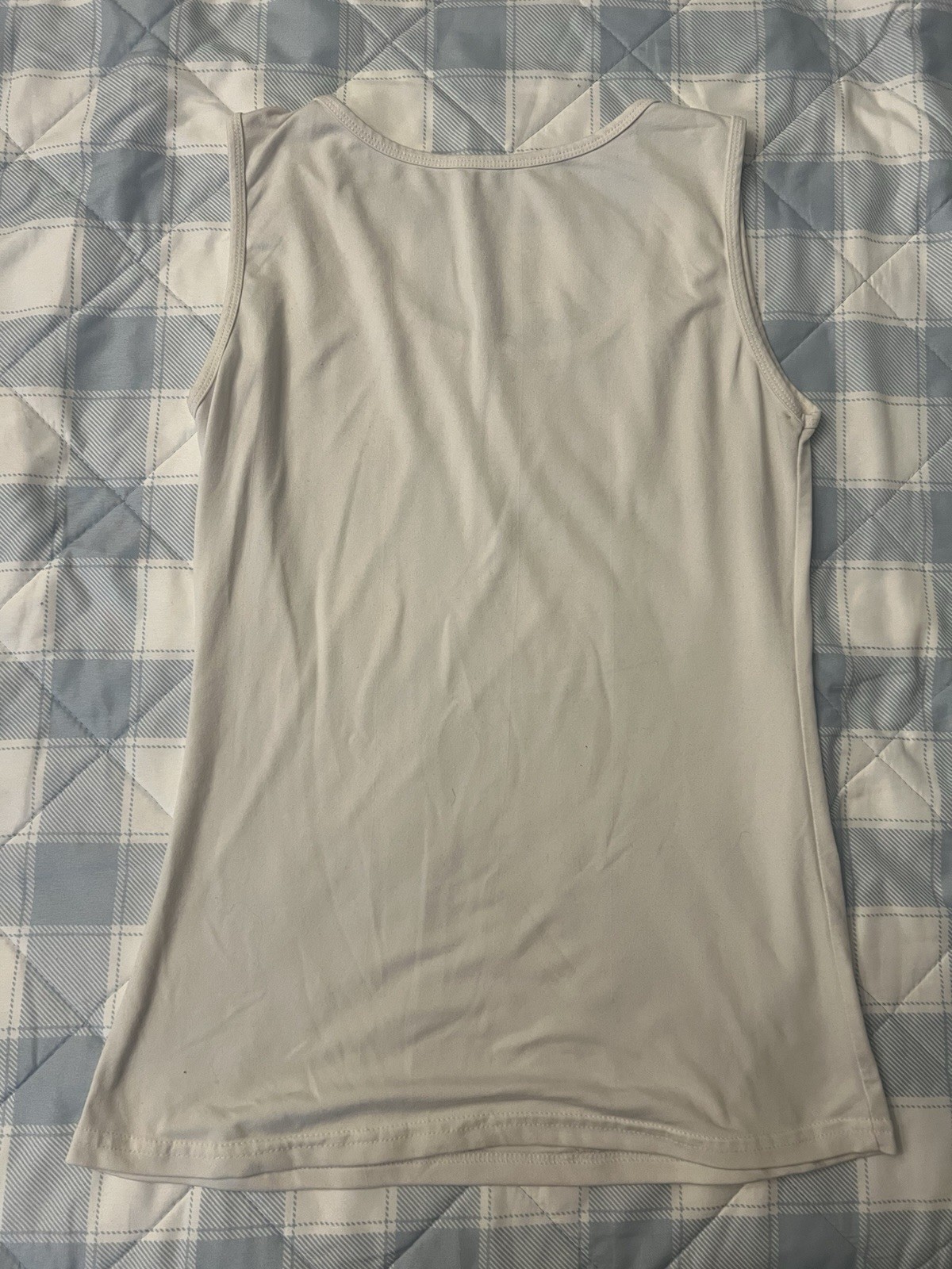 Womens Basic Scoop Neck Tank Top Solid Off White Beige Layering Undershirt S M