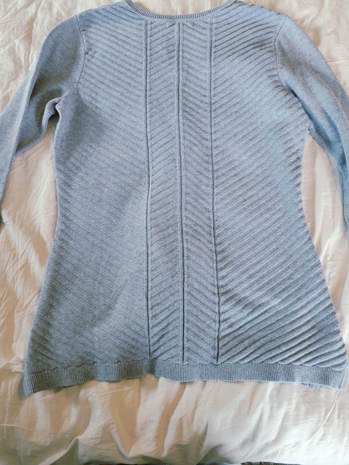 Lands’ End Marbled Baby Blue 100% Baumwolle Womens Size M V-Neck Sweater