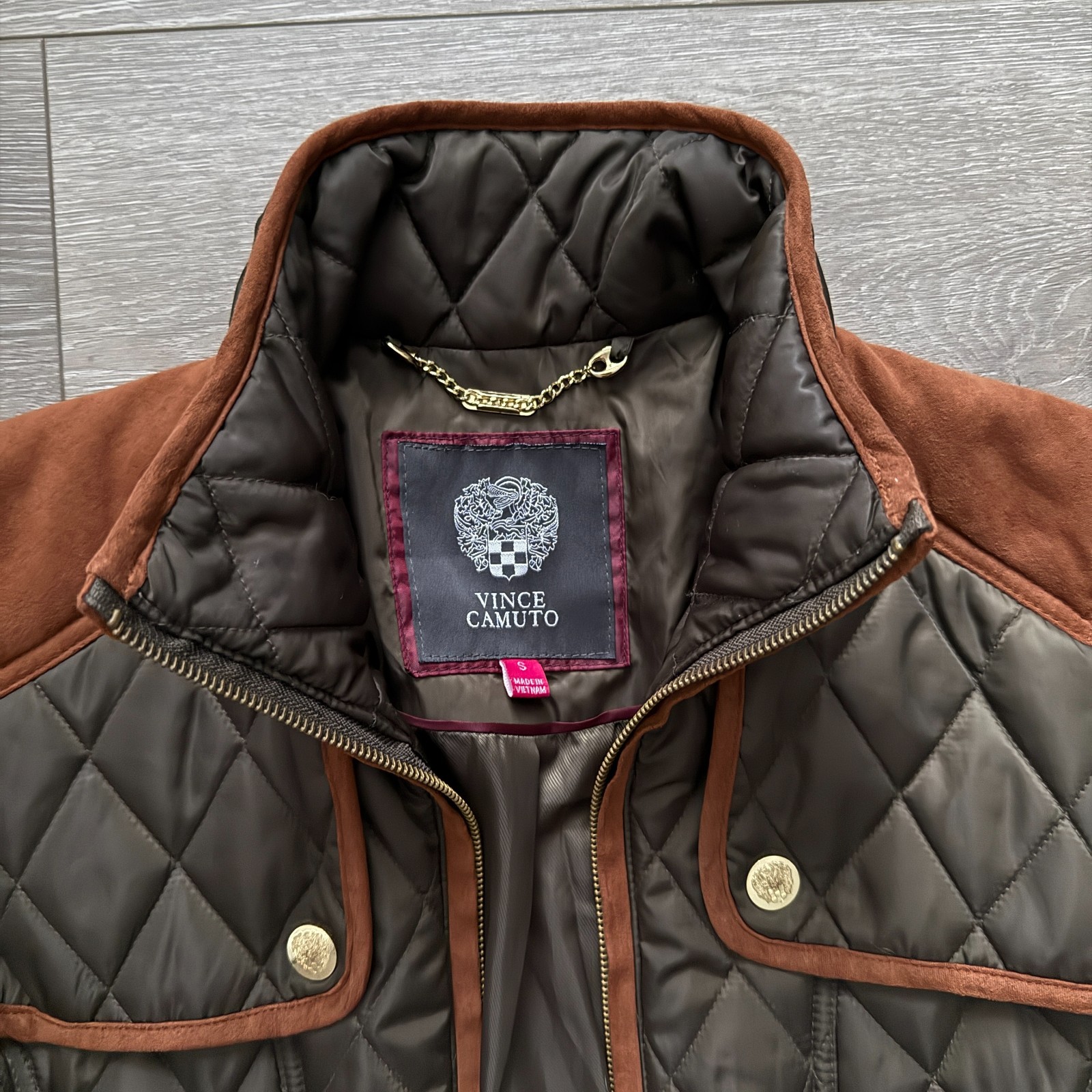 Vince Camuto – Women’s Diamond Quilted Green Equestrian Riding Jacket – Small