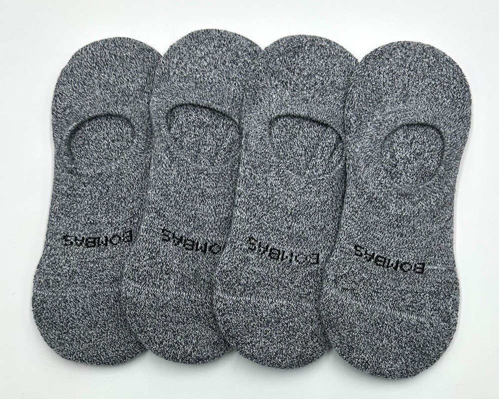 NWT 4 Pairs Men’s Cushion No Show Socks Classic Size Med 6-9 Grey BOMBAS