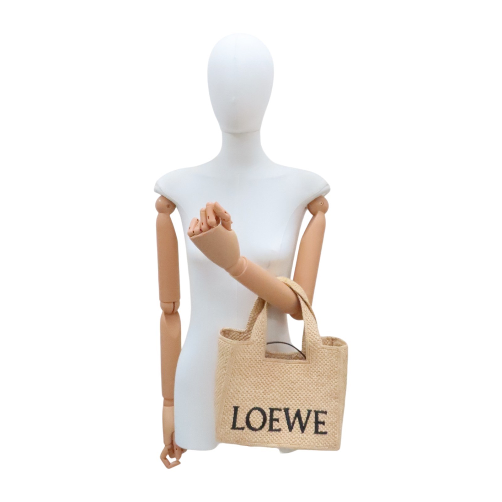 LOEWE Small Front Shoulder Tote Bag Raffia Beige A685B59X03