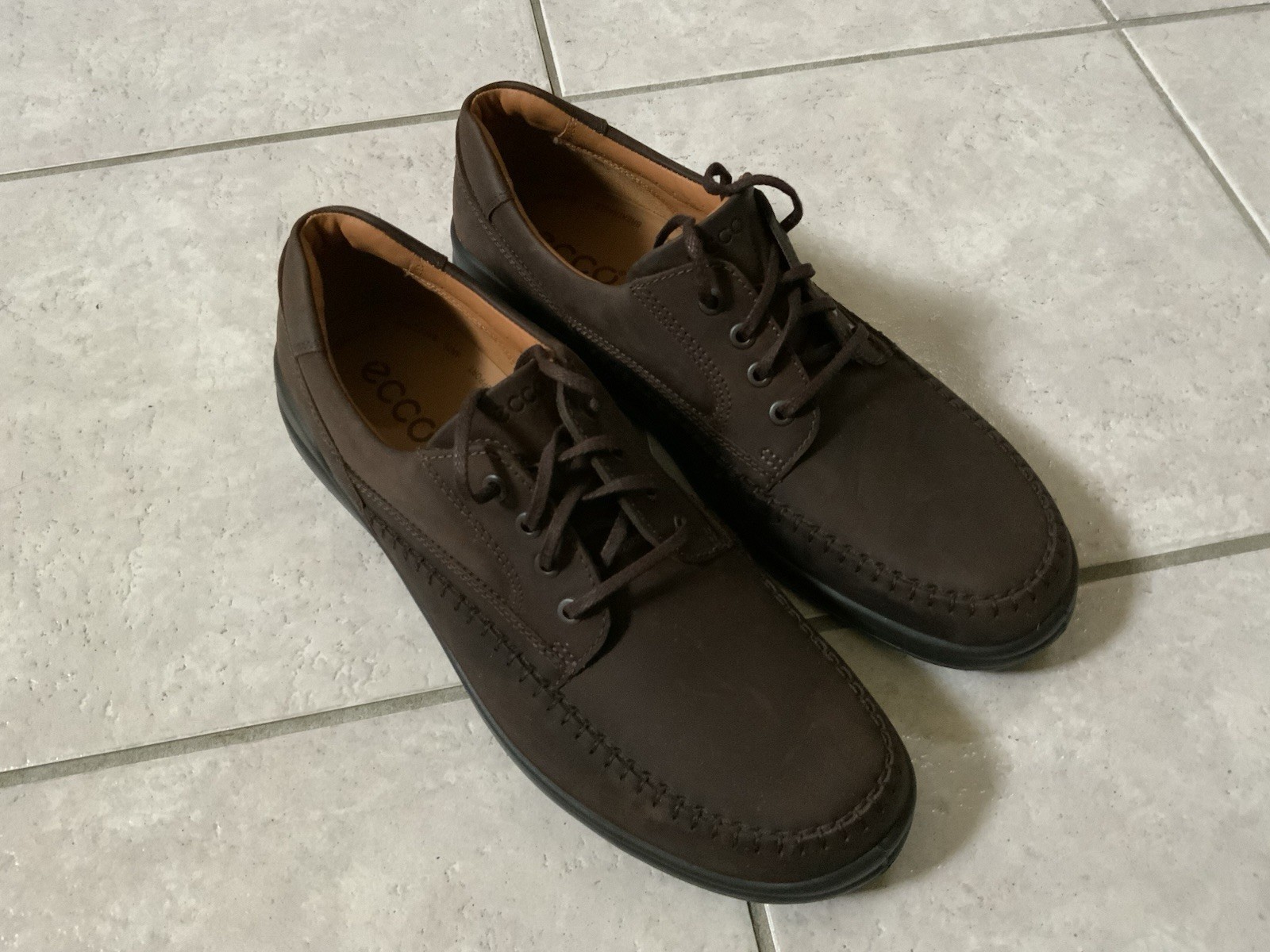 ECCO Sea walker Men’s Brown Leather Lace-Up Shoes Breathable EU 47 US size 13