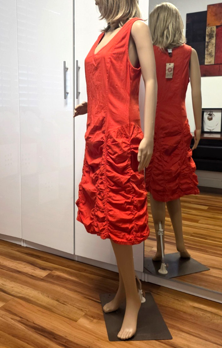 XCVI Sleeveless Tunic Ruched Midi Bubble Cotton Parachute Dress 3135 sz L New