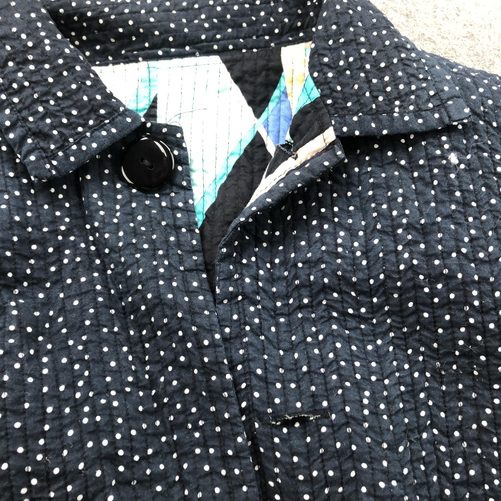 Reversible Quilted Cotton Jacket Womens Medium Multicolor Geometric Polka Dot