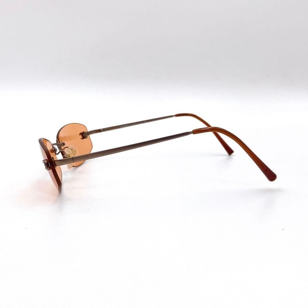 CHANEL Rimless Square Sunglasses Orange Lens No Prescription Case 4002 Authentic