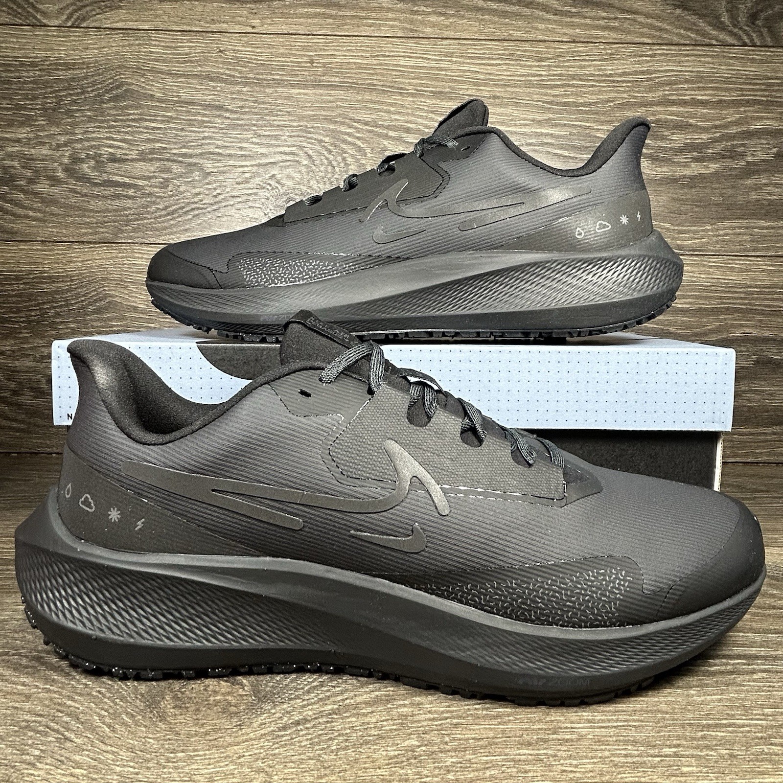 Nike Men’s Air Zoom Pegasus 39 Shield Black Running Shoes Sneakers Trainers New