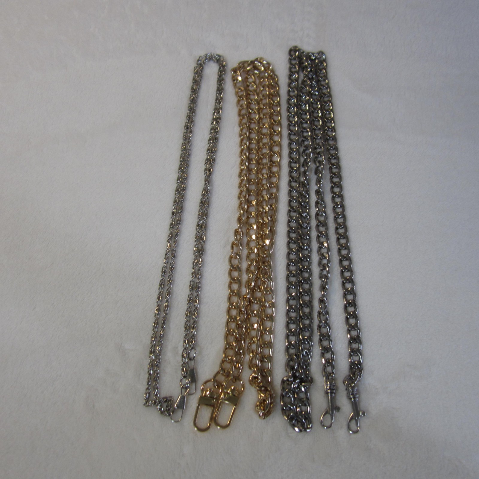 Three Chain Link Purse Strap Replacements Two Silver Tone One Gold Tone