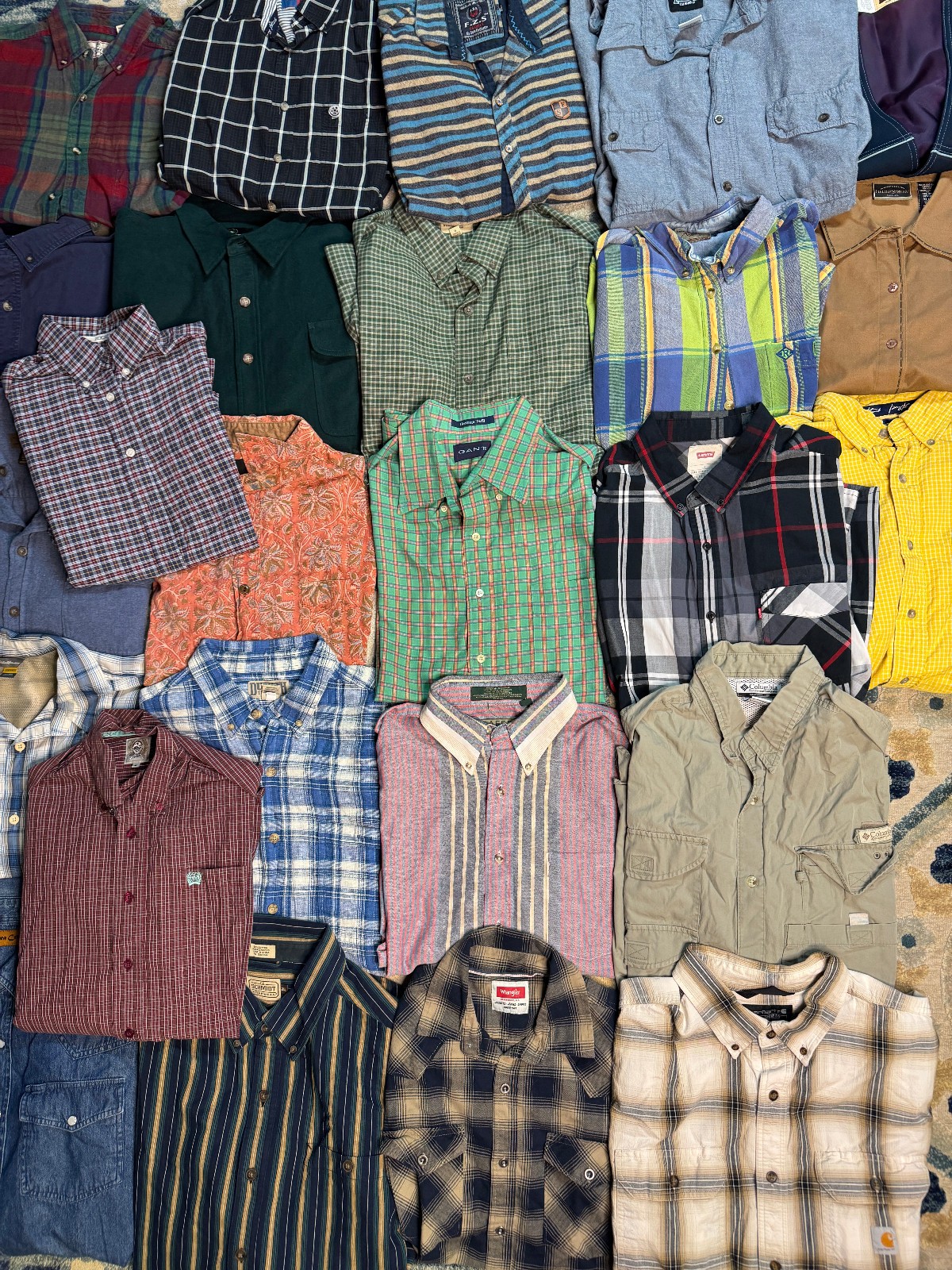 Lot of 25 Western Workwear Shirts Mixed Size Plaid Button Down Cowboy Assorted