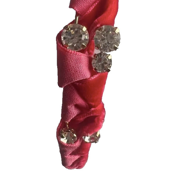 INC INTERNATIONAL CONCEPTS HEADBAND 6″ RED FABRIC VELVET GLASS CRYSTAL NEW NWT