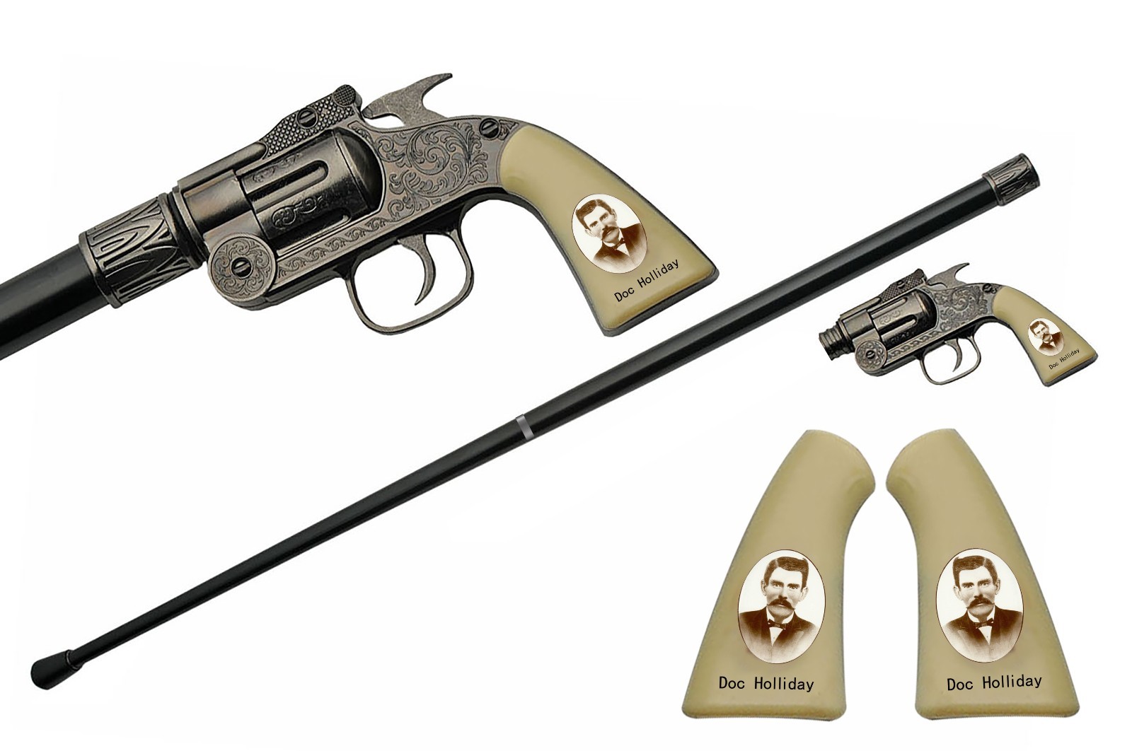 Doc Holliday Revolver Handle Walking Cane 36″ Decorative Gentleman’s Cane