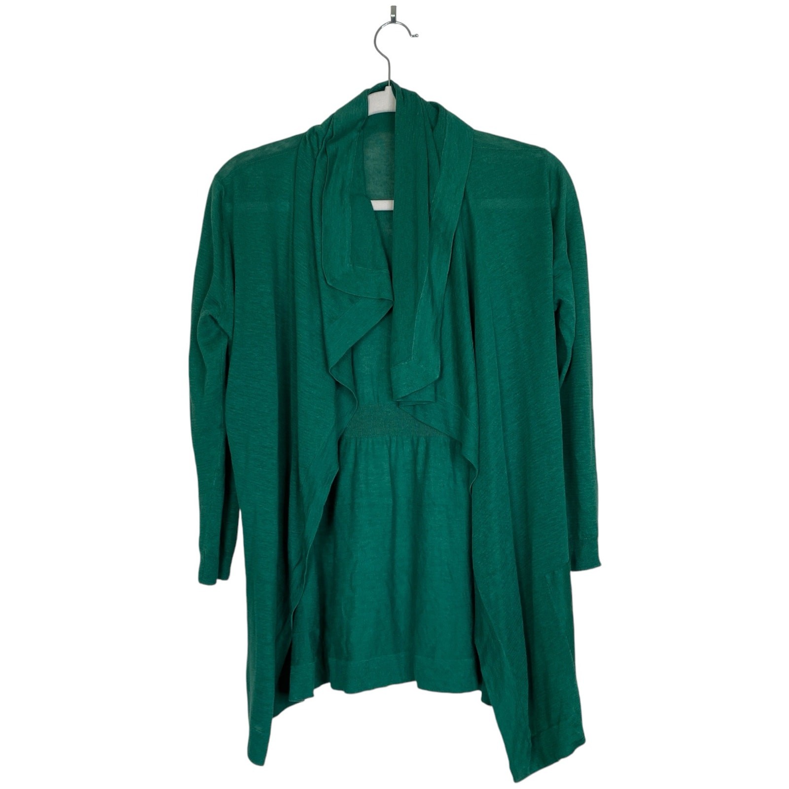 THEORY Maritza B Cardigan Shawl Drape Collar Green Size Small Linen Silk