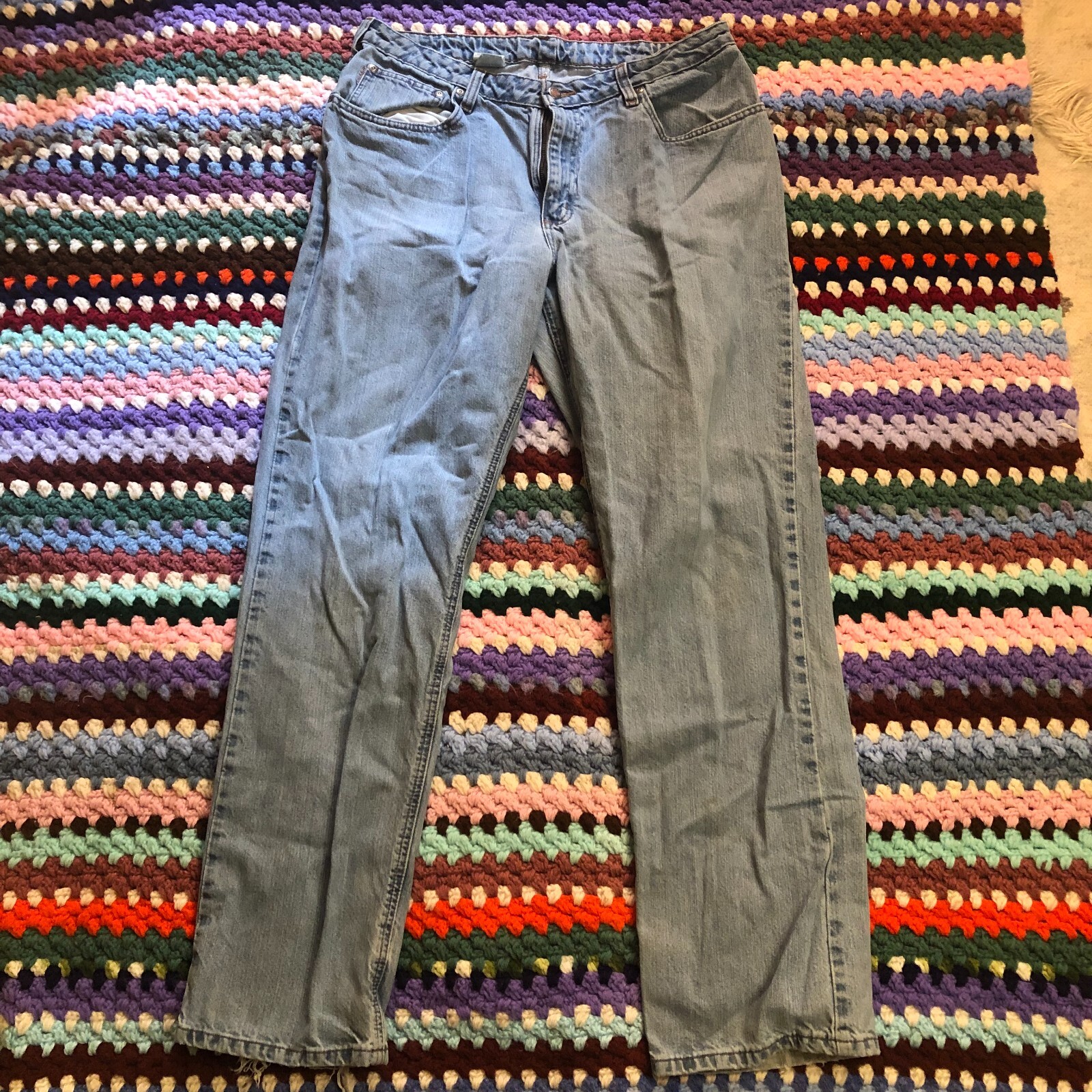 Womens Carhartt Blue Jeans WB160 AIO Zipper Fly Relaxed Fit Size 16 X 34