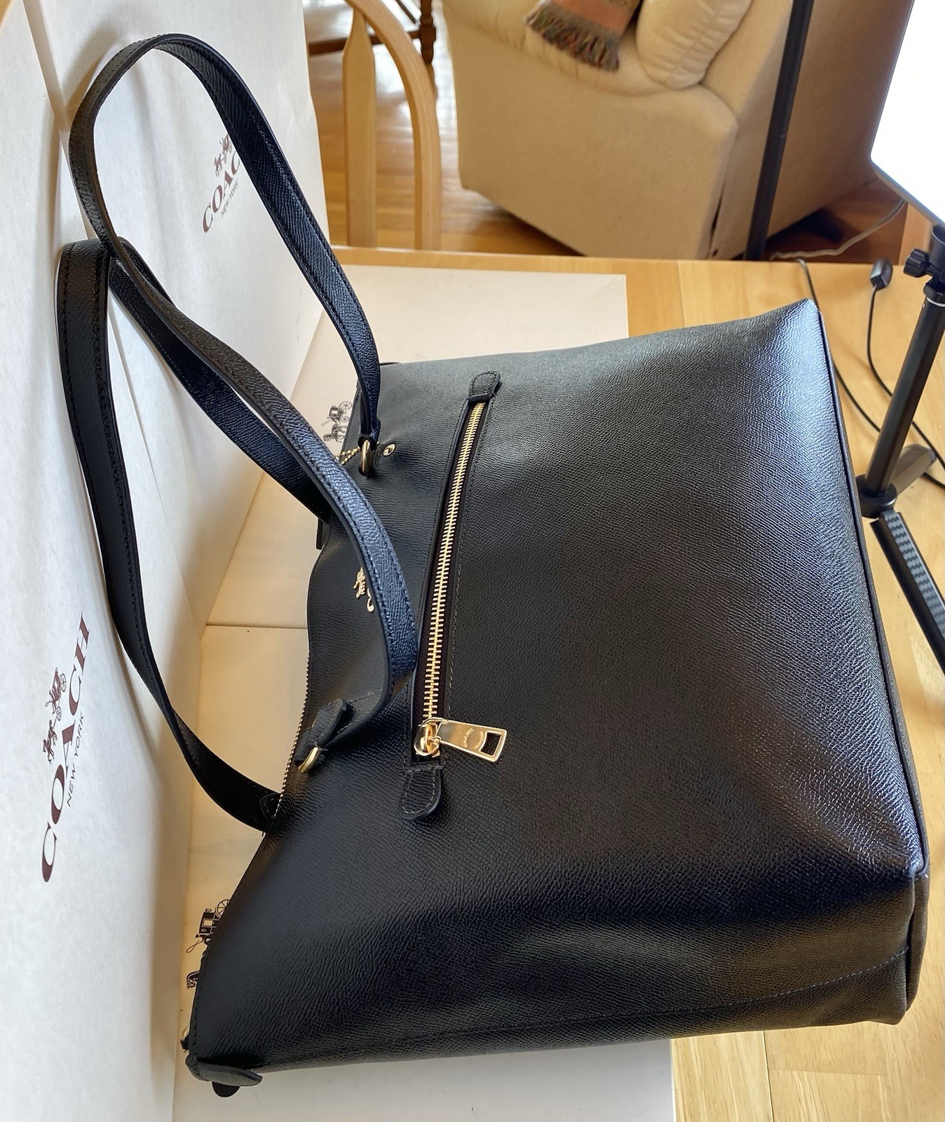 Coach F79608 Gallery Tote In Black Crossgrain Leather