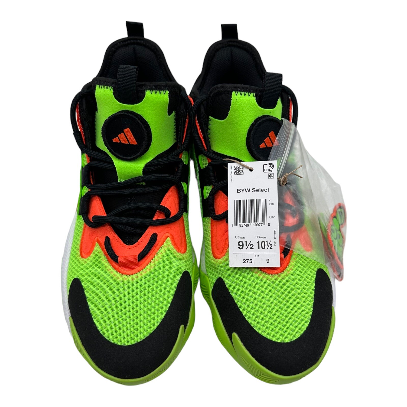 Adidas Boost BYW Select Shoes Solar Green Orange Basketball Sneakers NEW Sz 9.5