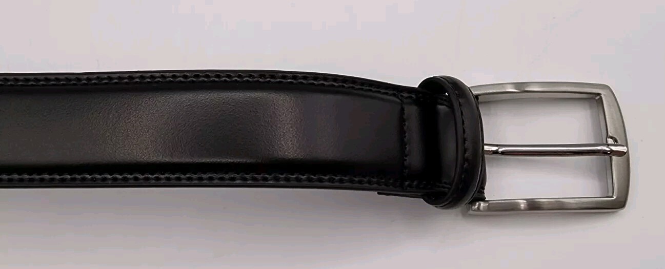 Fabio Valenti Mens Genuine Leather 42″ Black Dress Belt With Pin Buckle