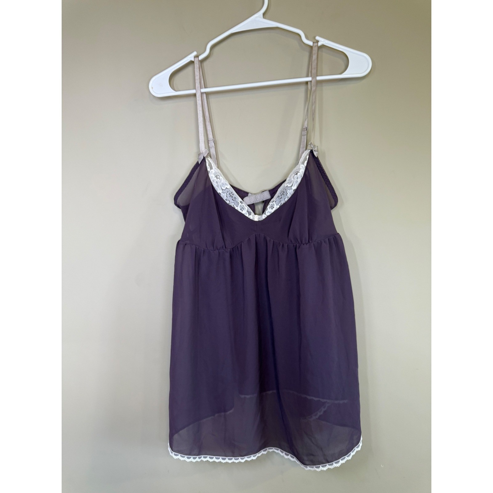 Victorias Secret Babydoll Panty Set Plum Purple White Lace Ruffle 226441-806 M